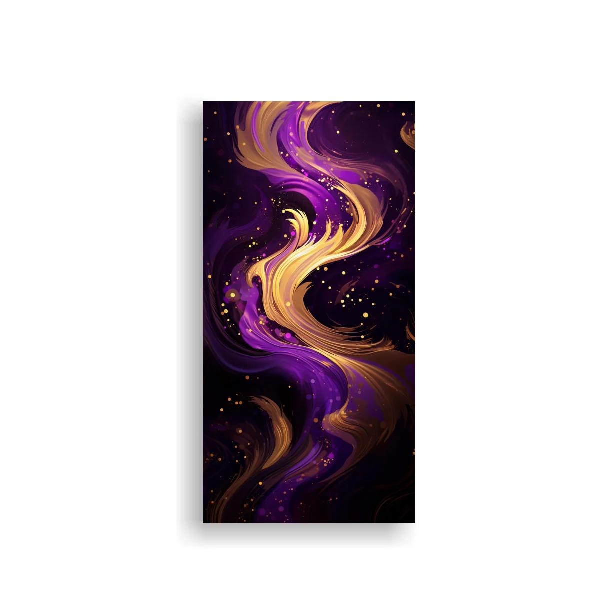 Cuadro remolino abstracto morado y dorado