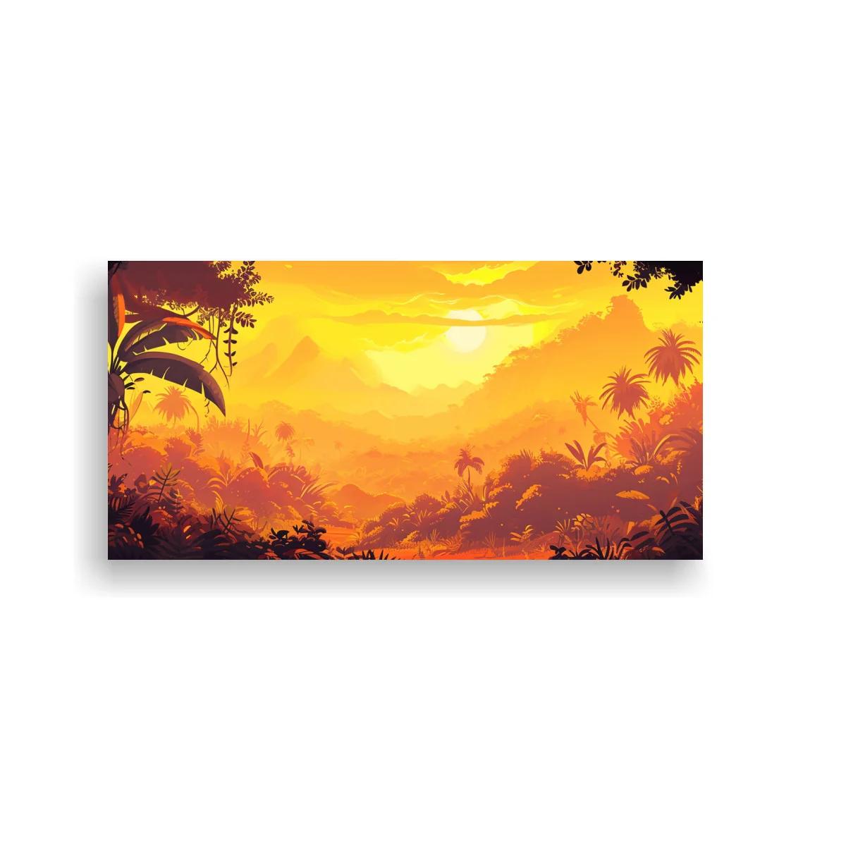 Cuadro paisaje de selva tropical con palmeras recortadas
