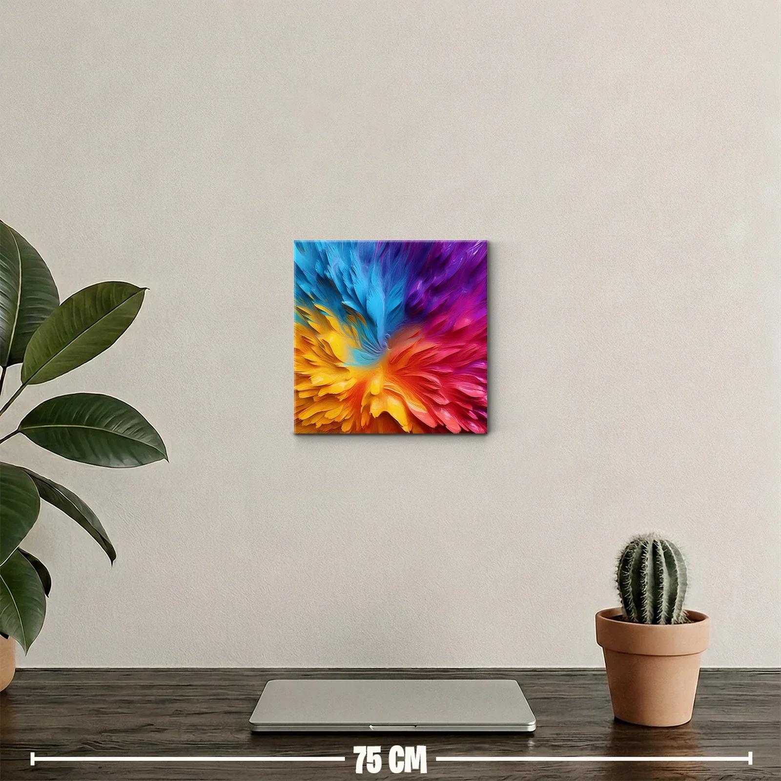 Cuadro abstracto con vibrantes plumas multicolor — miniatura 2