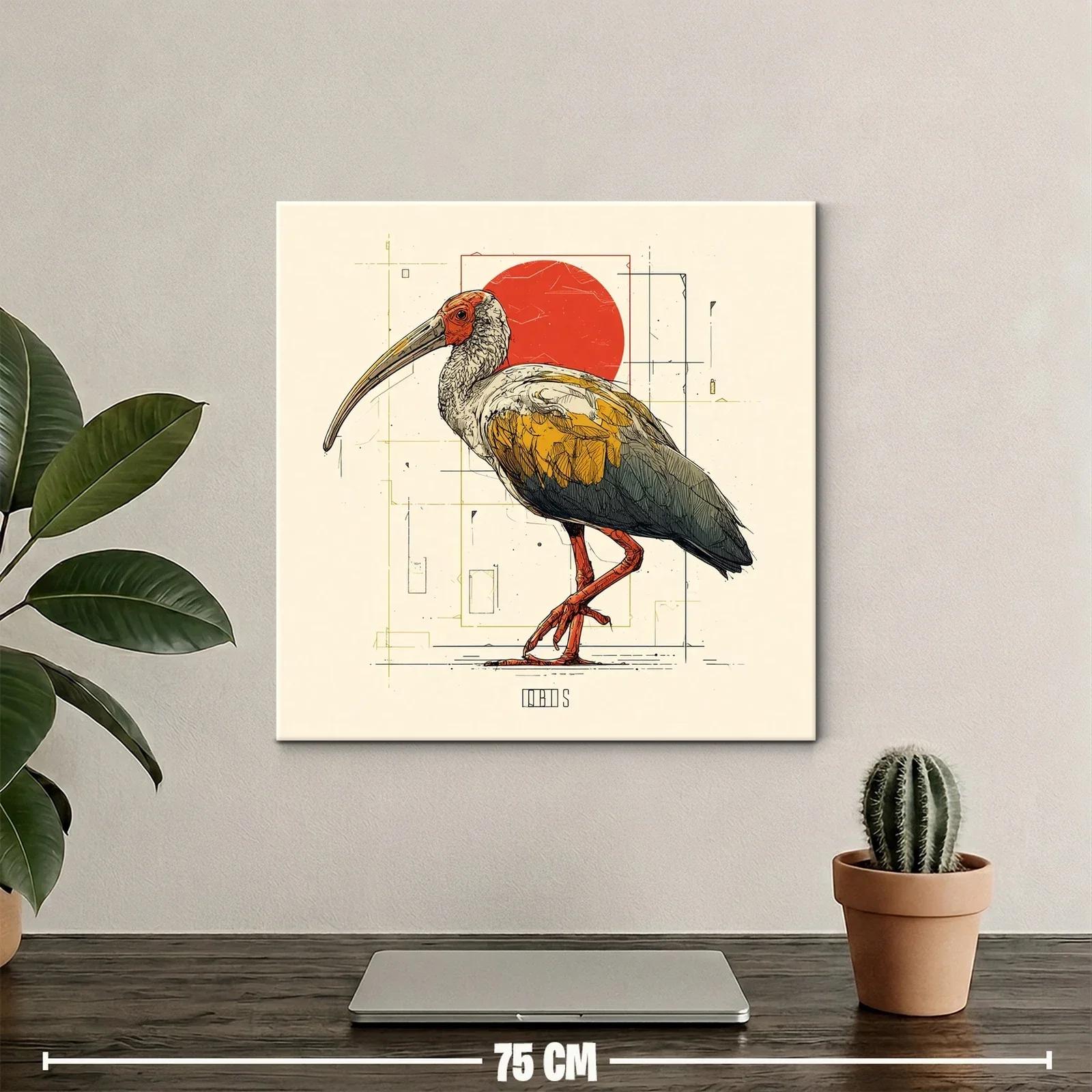 Elegante ave con fondo geométrico y tono cálido — miniatura 2