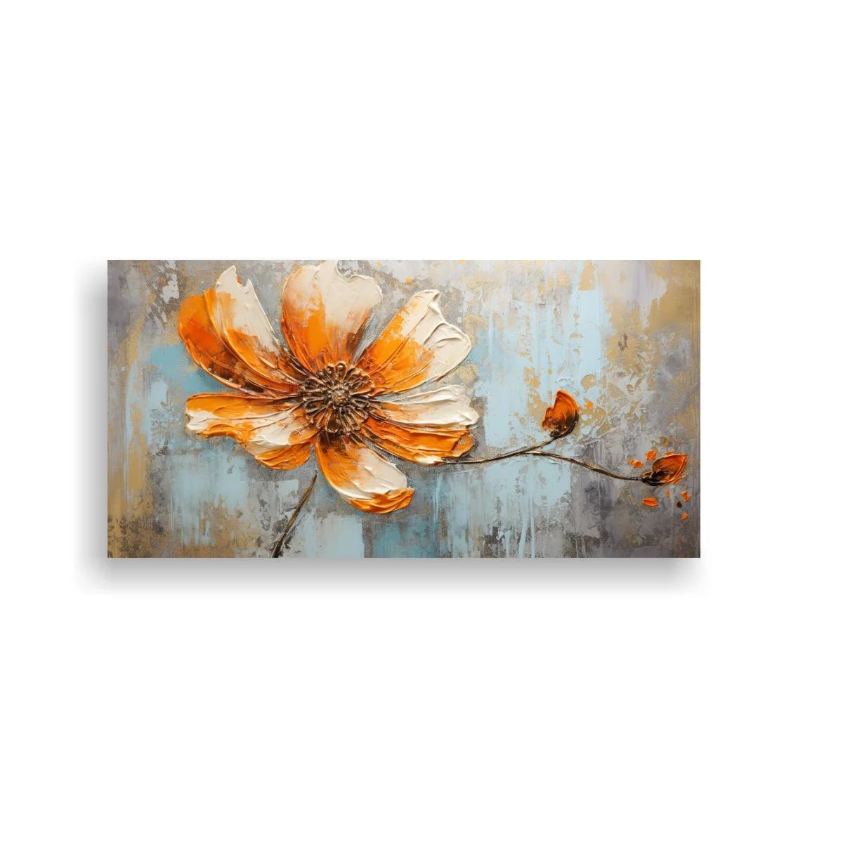 Cuadro flor anaranjada con tallo curvado — imagen principal