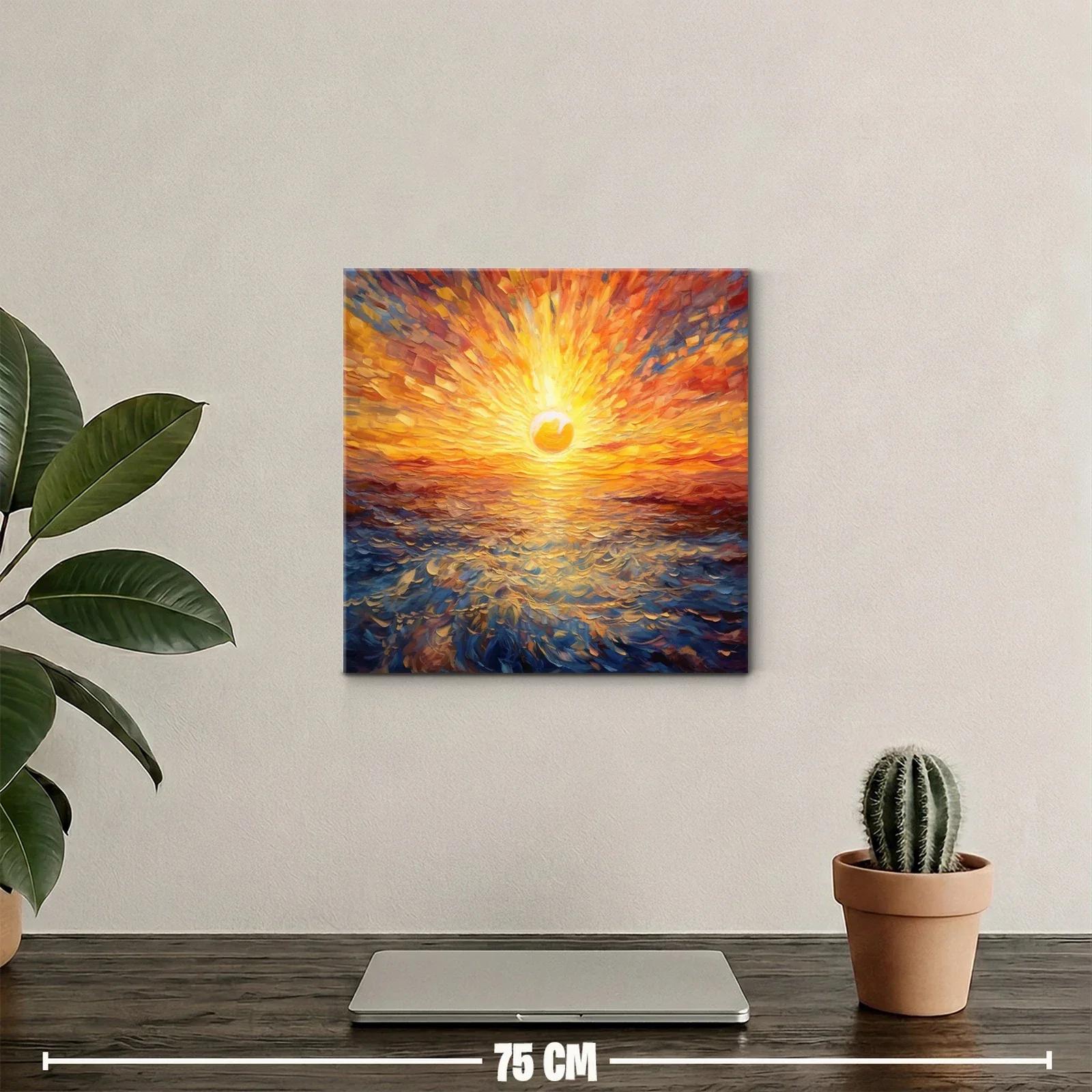 Cuadro vibrante de amanecer sobre el mar en tonos cálidos — miniatura 2