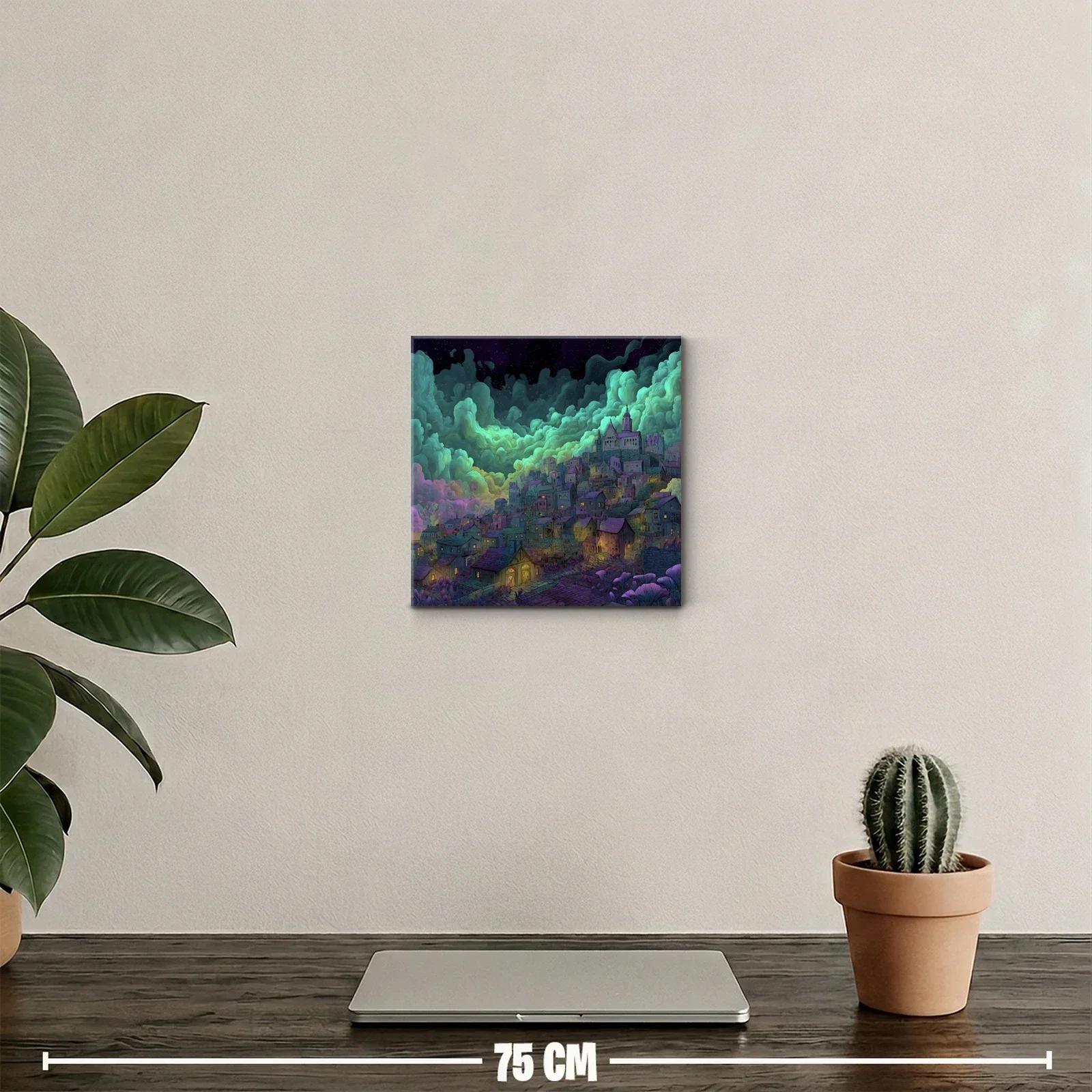 Paisaje nocturno de ciudad en tonos azules y verdes — miniatura 2
