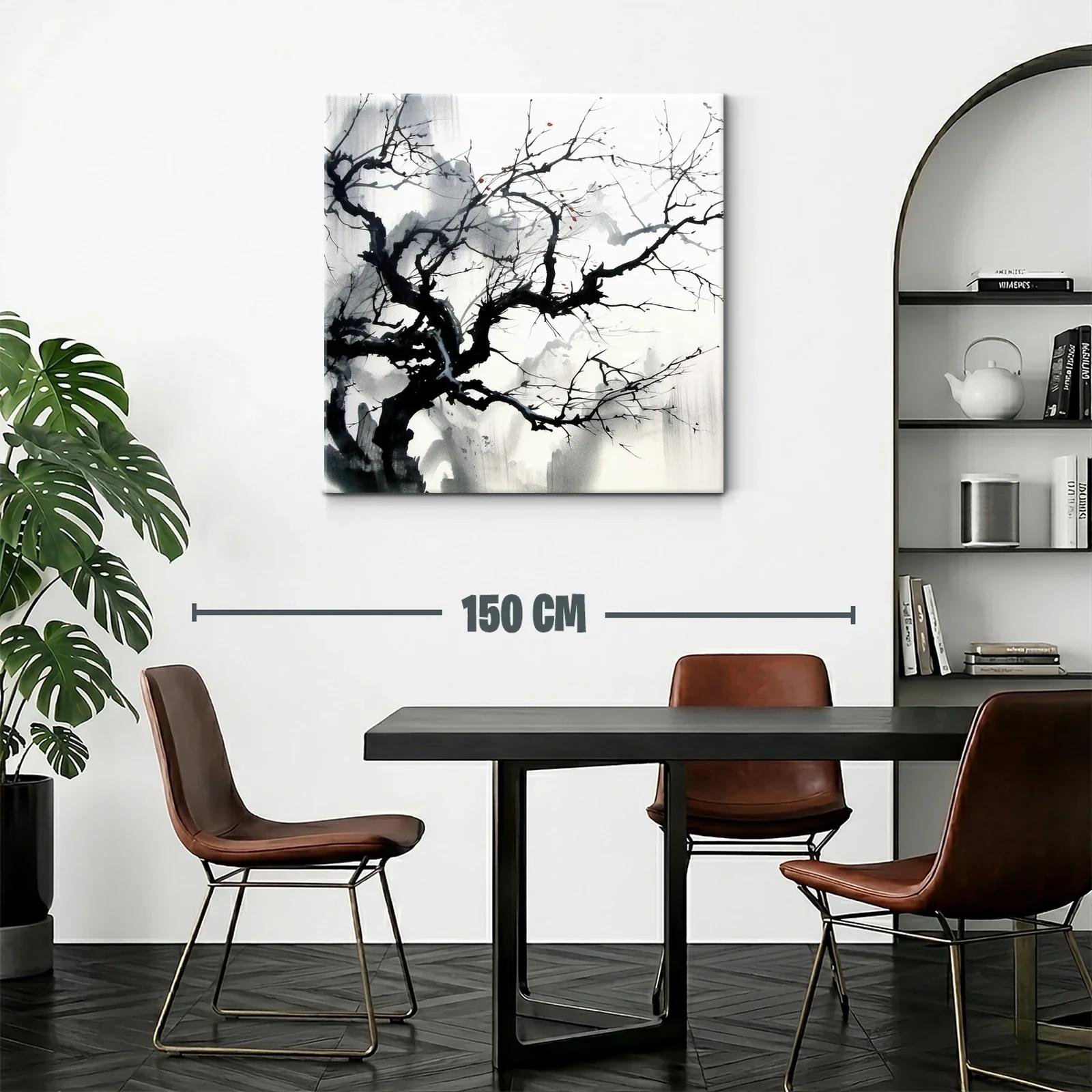 Árbol desnudo con toques de rojo en tinta artística — miniatura 2
