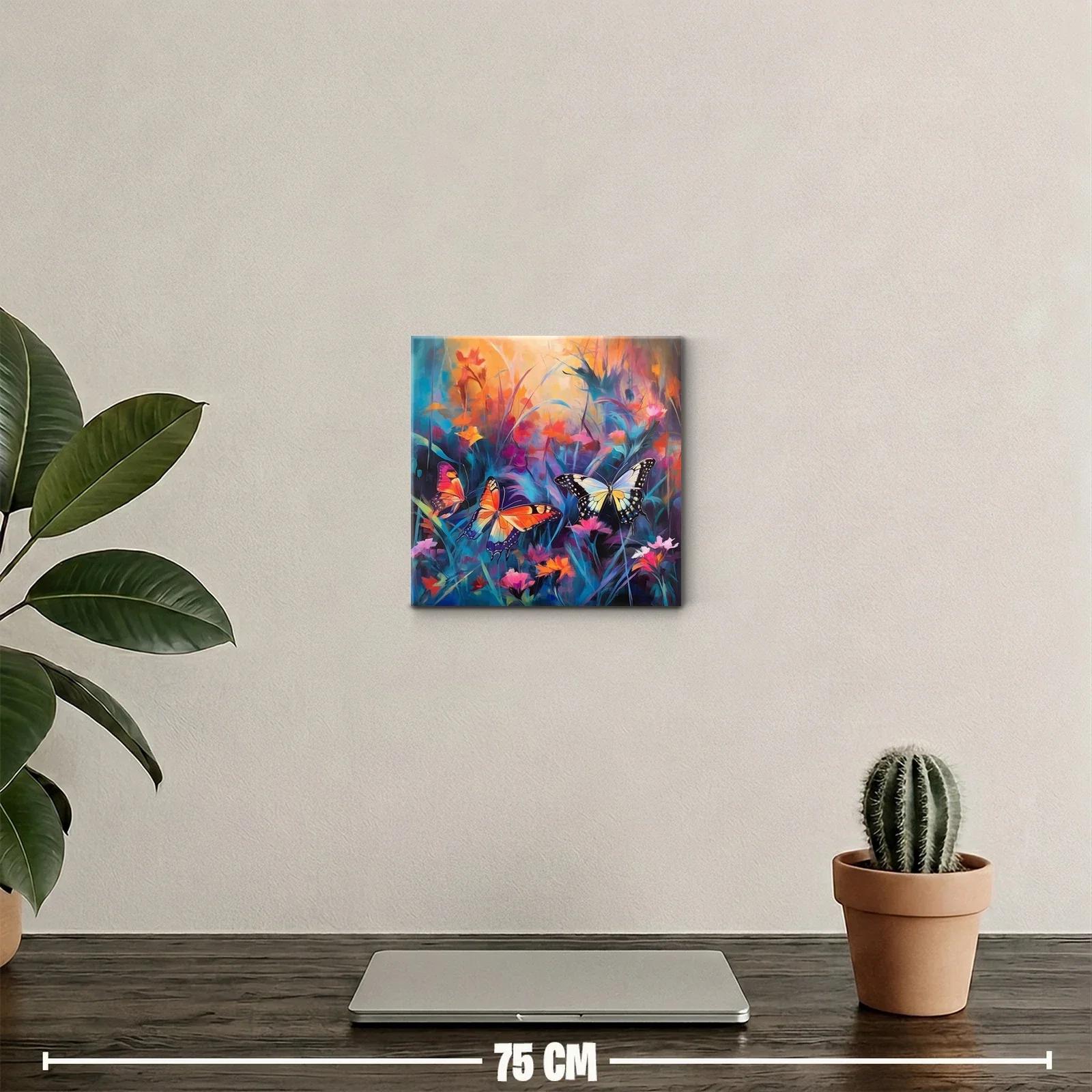 Mariposas vibrantes entre flores de colores intensos — miniatura 2