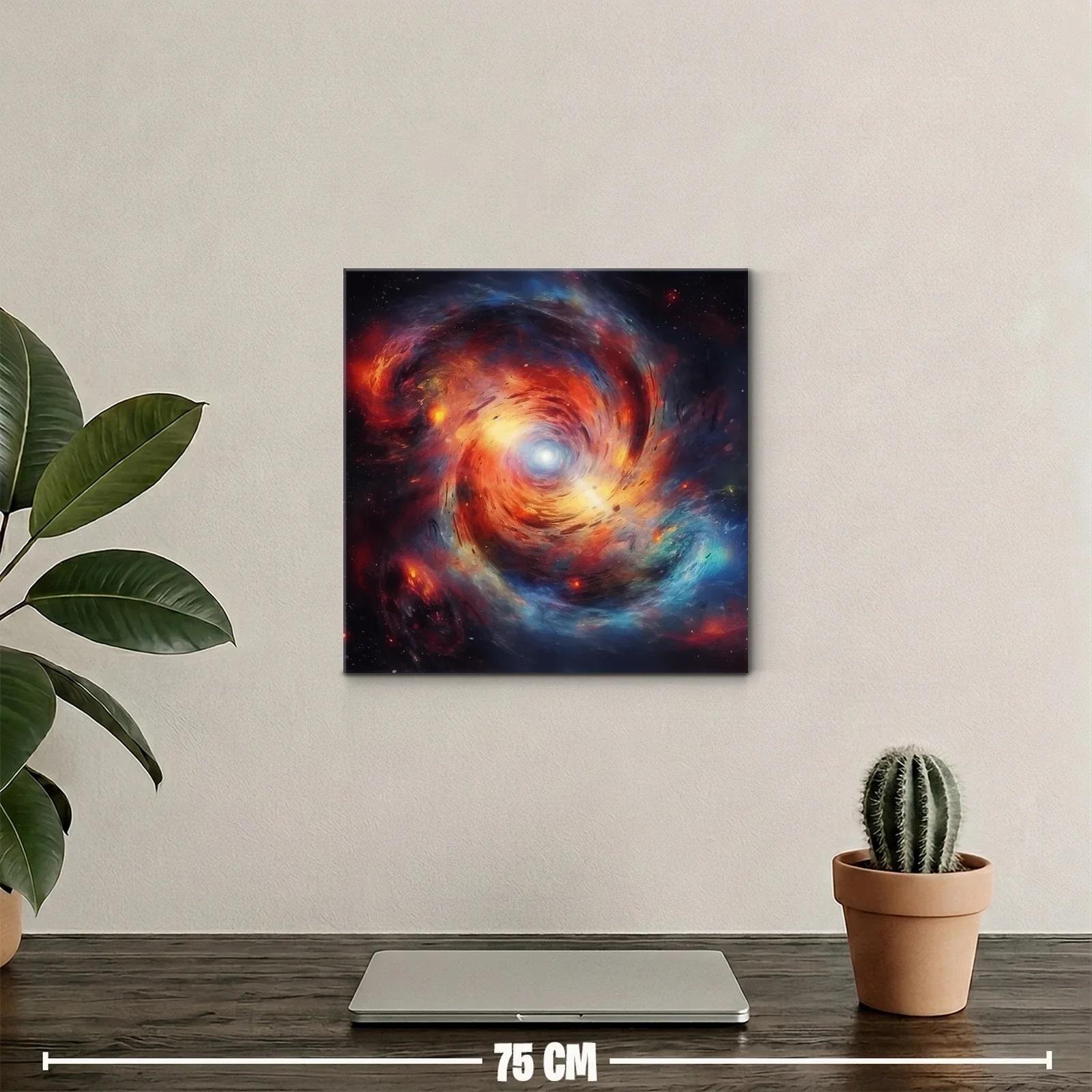 Cuadro abstracto de galaxia en vibrantes tonos cálidos y fríos — miniatura 2