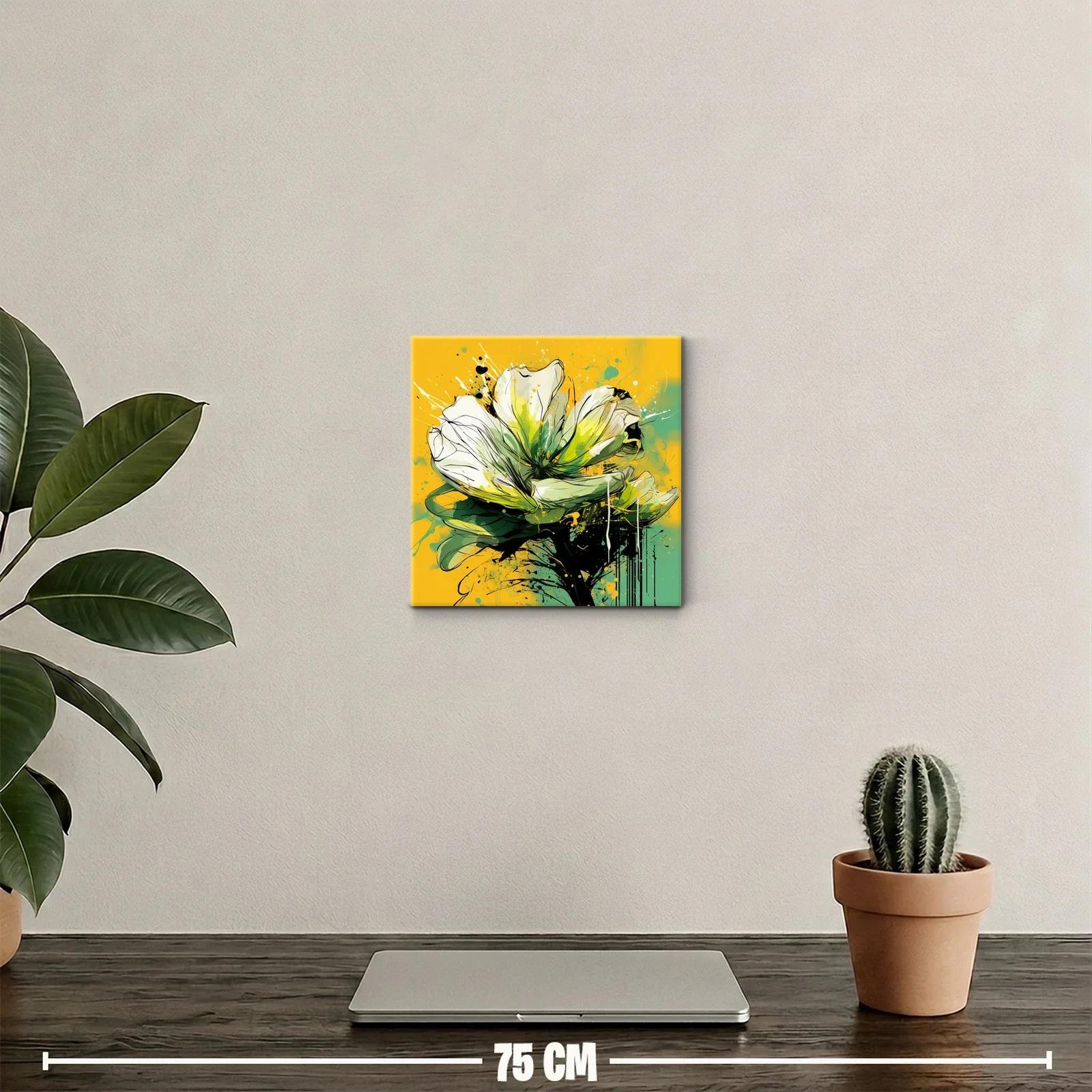 Flor abstracta vibrante en tonos verdes y amarillos — miniatura 2