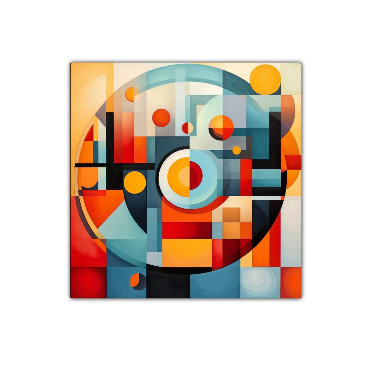 Composición geométrica con formas y círculos en tonos cálidos — imagen principal