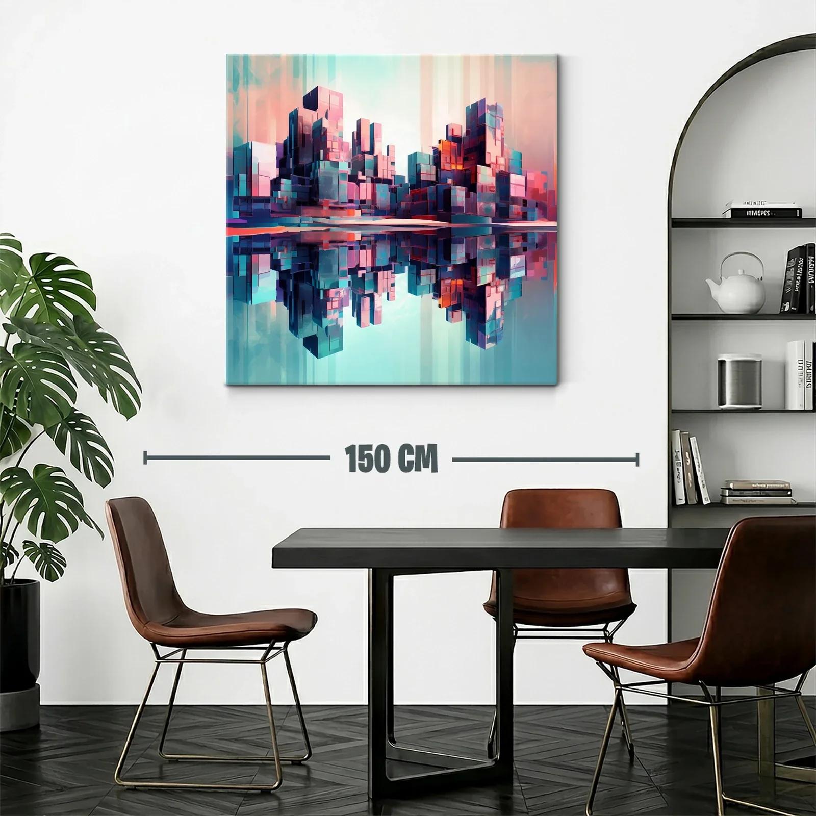 Ciudad futurista reflejada en tonos vibrantes y suaves — miniatura 2