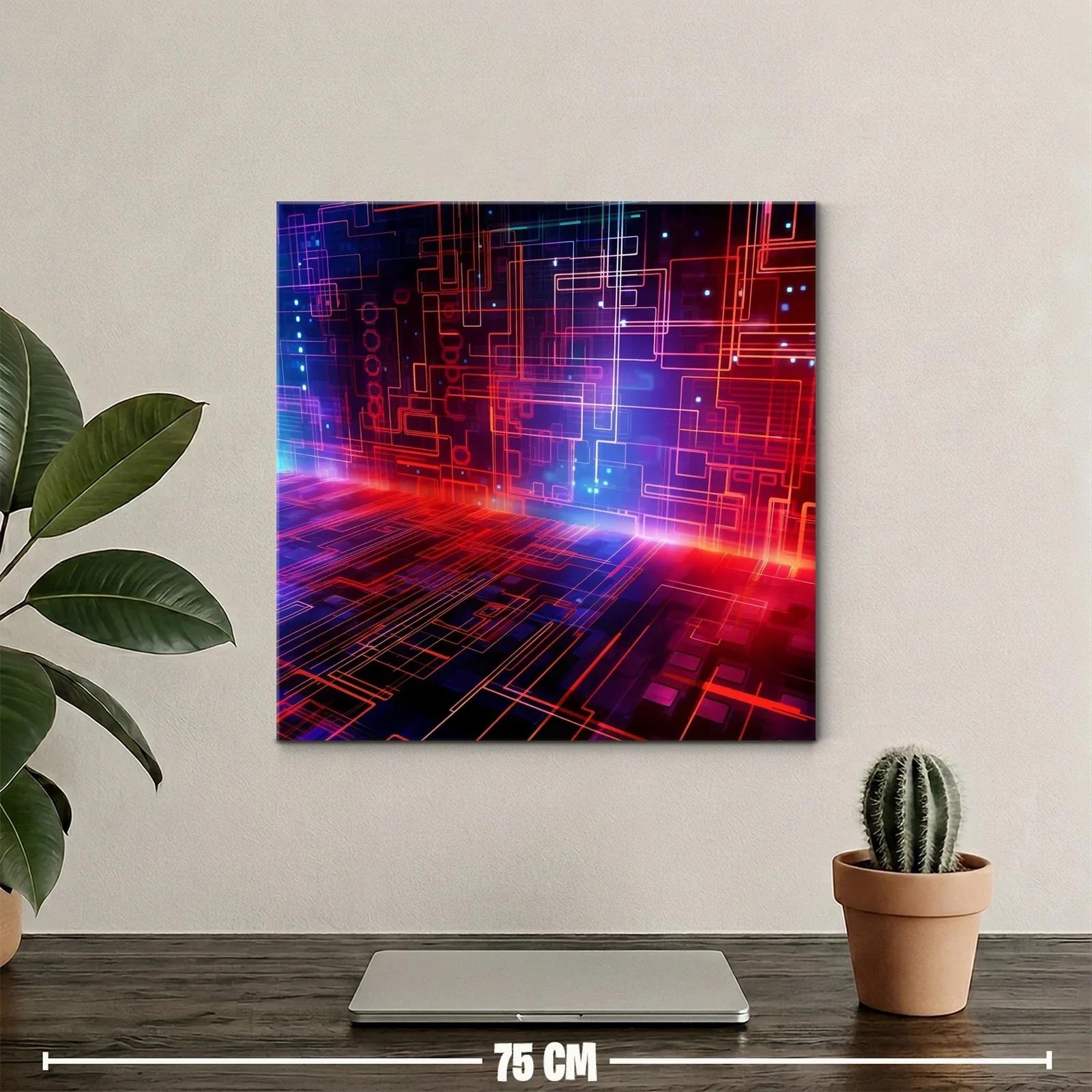 Composición abstracta de líneas luminosas en tonos cálidos y fríos — miniatura 2