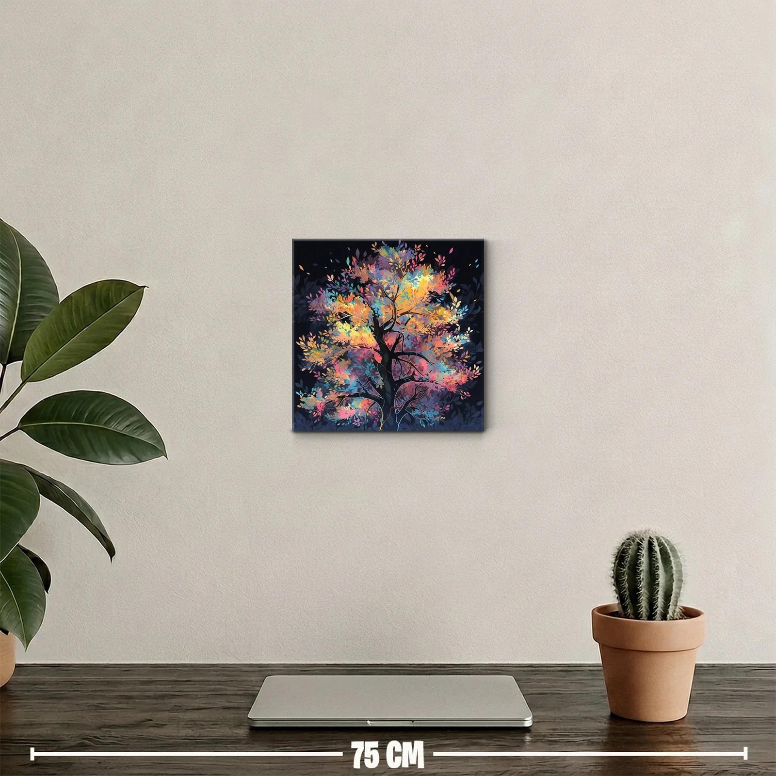 Árbol mágico con hojas en colores vibrantes y fondo oscuro — miniatura 2
