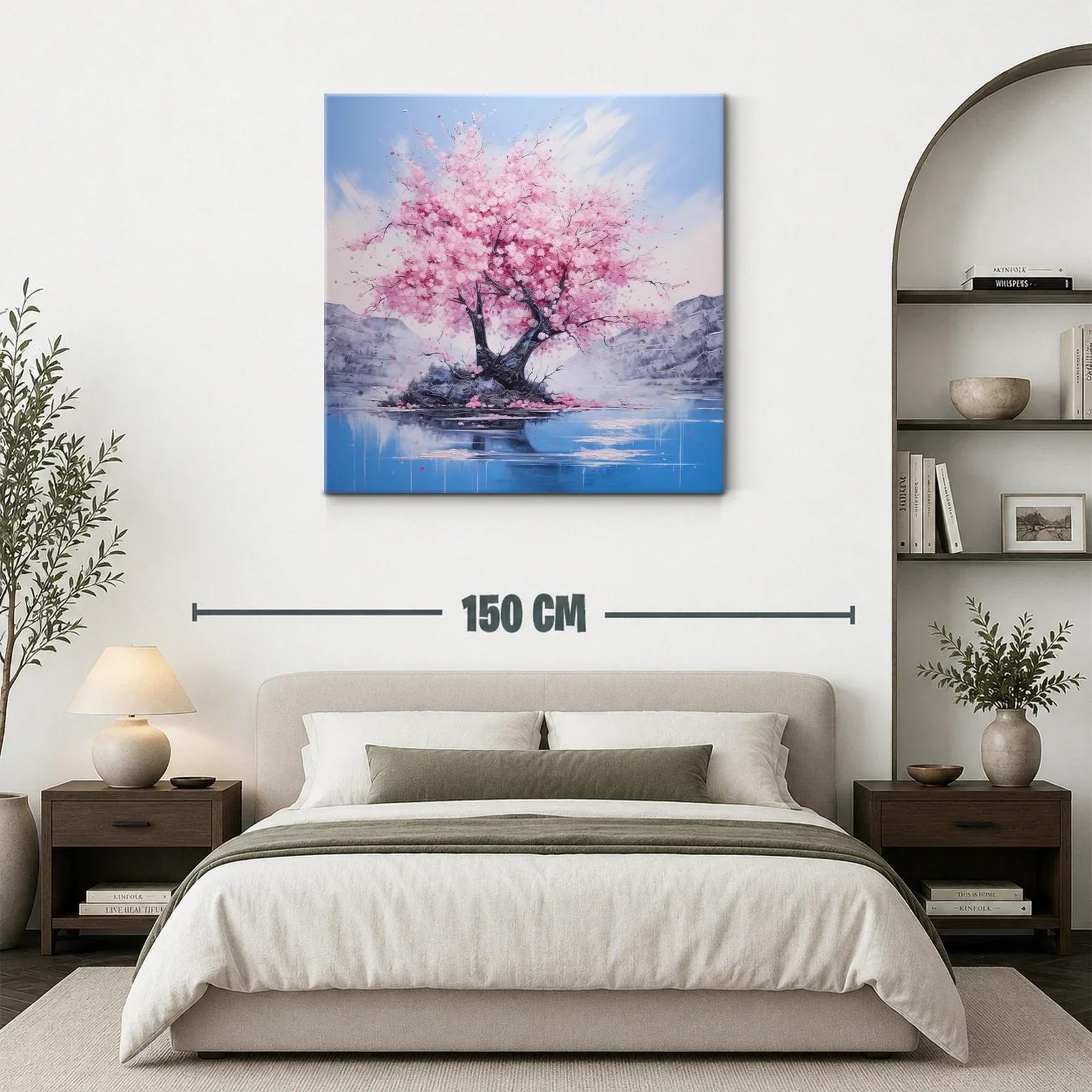 Belleza serena de árbol en flor sobre lago azul y montañas — miniatura 3