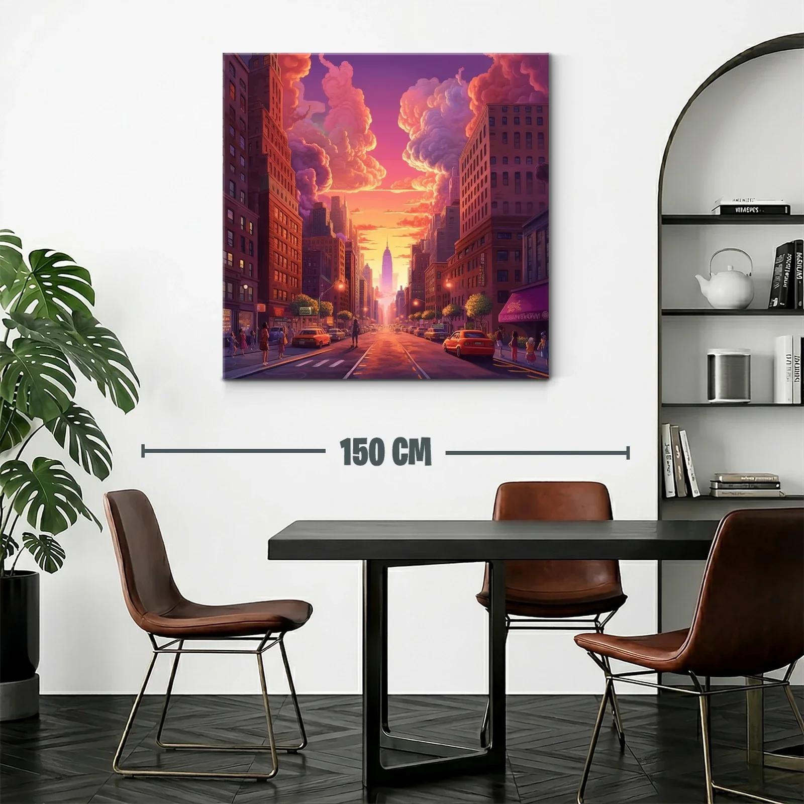 Atardecer en ciudad con cielo de nubes vibrantes — miniatura 2