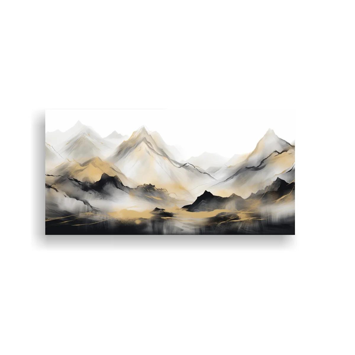 Cuadro cordillera de montañas en capas de niebla