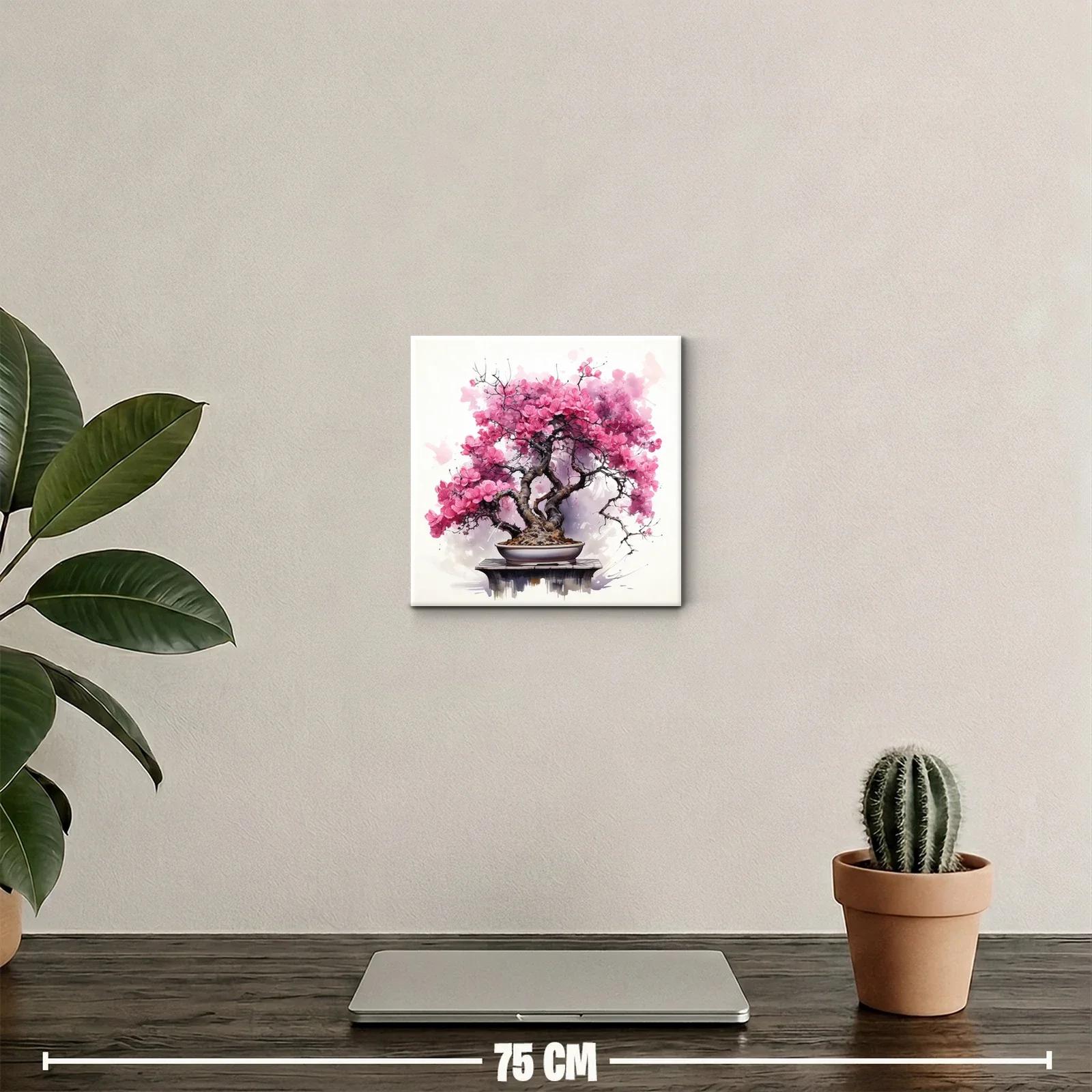 Elegancia natural con bonsái de flores rosas vibrantes — miniatura 2