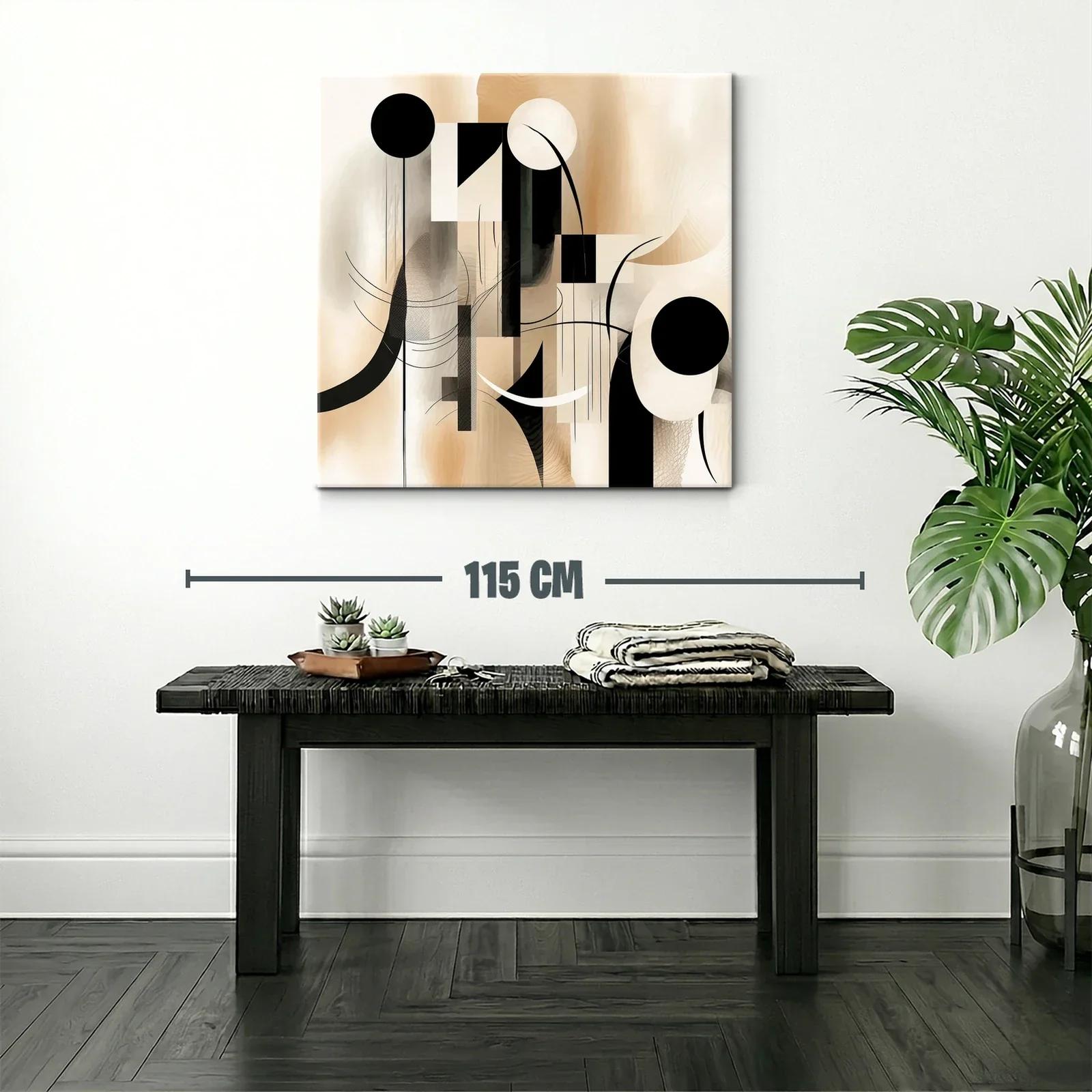 Composición abstracta en tonos beige y negro elegante — miniatura 2