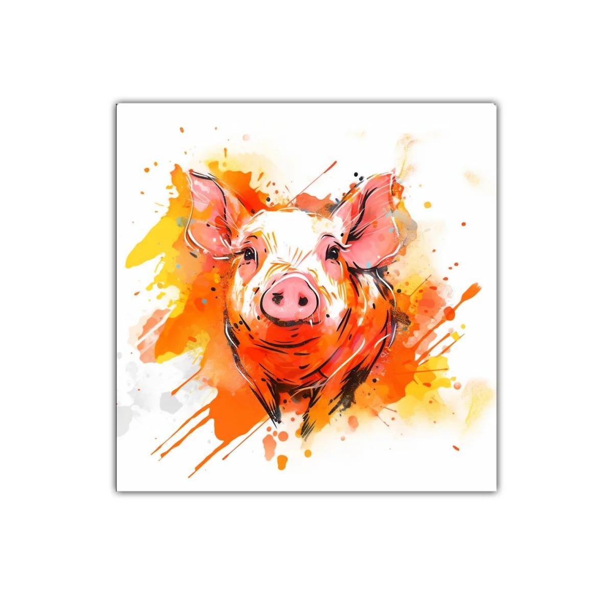 Cuadro decorativo cerdo vibrante y colorido para espacios modernos