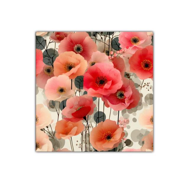 Cuadro decorativo con delicadas flores rojas y coral