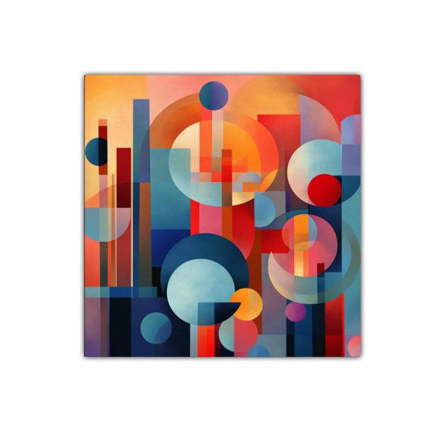 Cuadro decorativo con formas geométricas y colores vibrantes