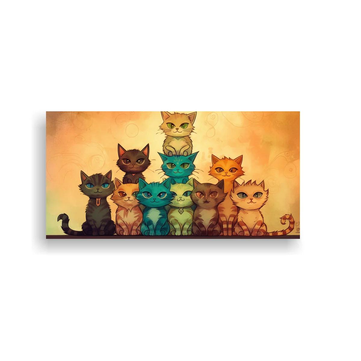 Cuadro grupo de gatos en forma piramidal