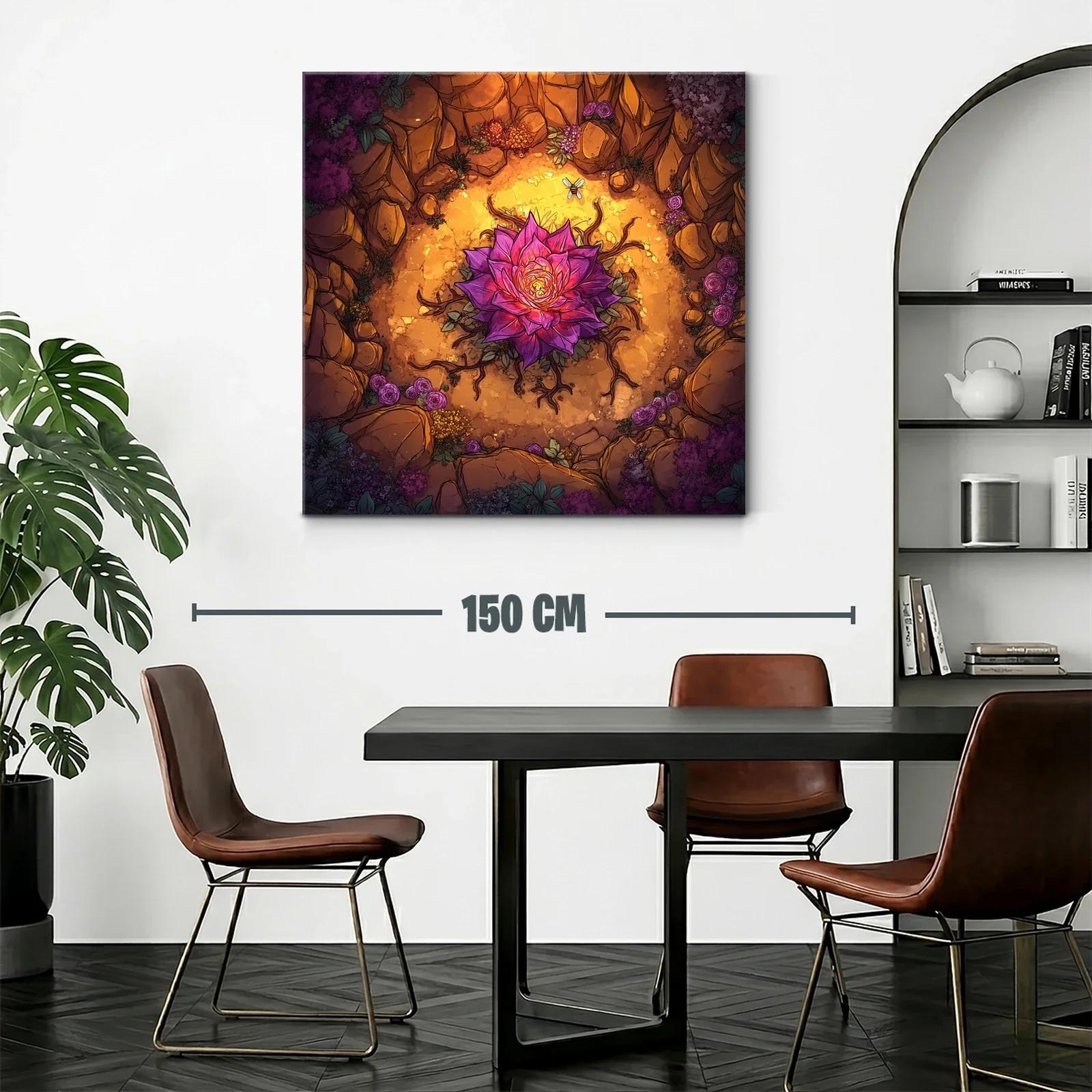 Flor luminosa rodeada de naturaleza en tonos cálidos y violetas — miniatura 2