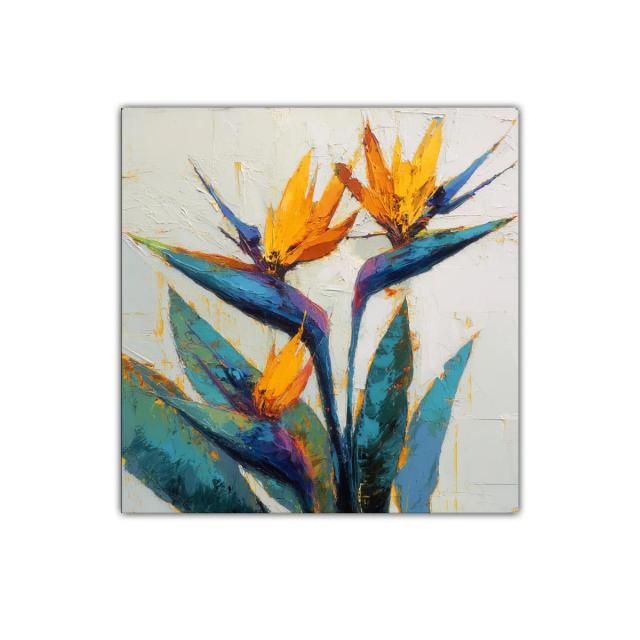 Cuadro moderno con flores exóticas de colores vibrantes