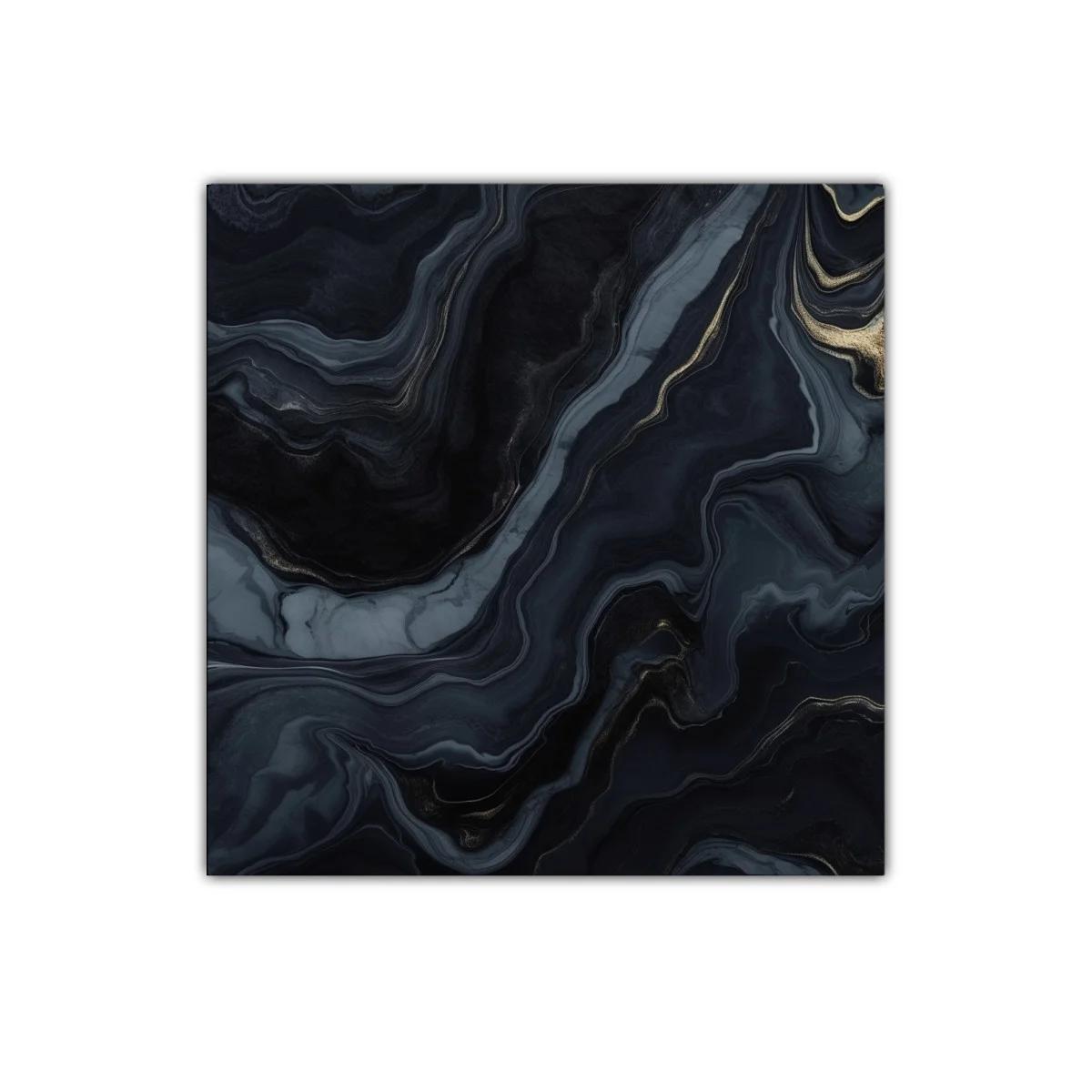 Cuadro abstracto con tonos oscuros y detalles dorados
