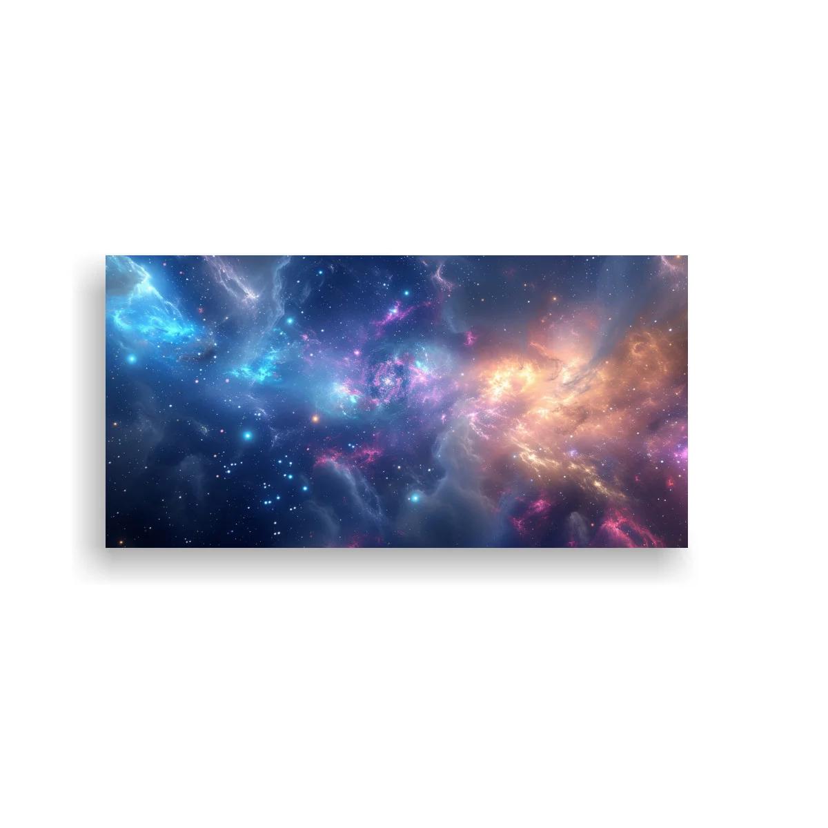 Cuadro galaxia lila y rosa con brillos estelares