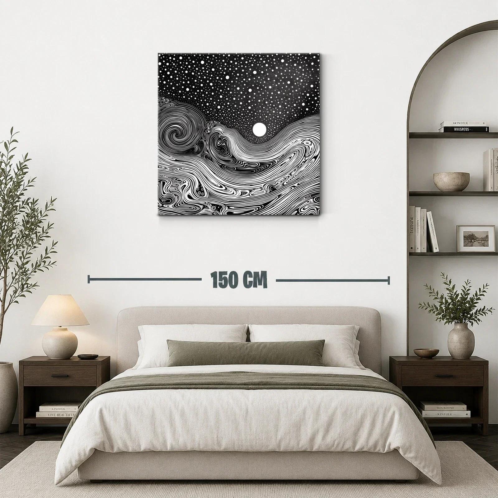Paisaje onírico en blanco y negro con luna brillante — miniatura 3