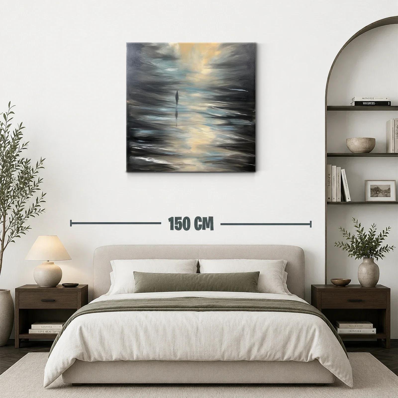 Paisaje abstracto con silueta entre reflejos luminosos — miniatura 3