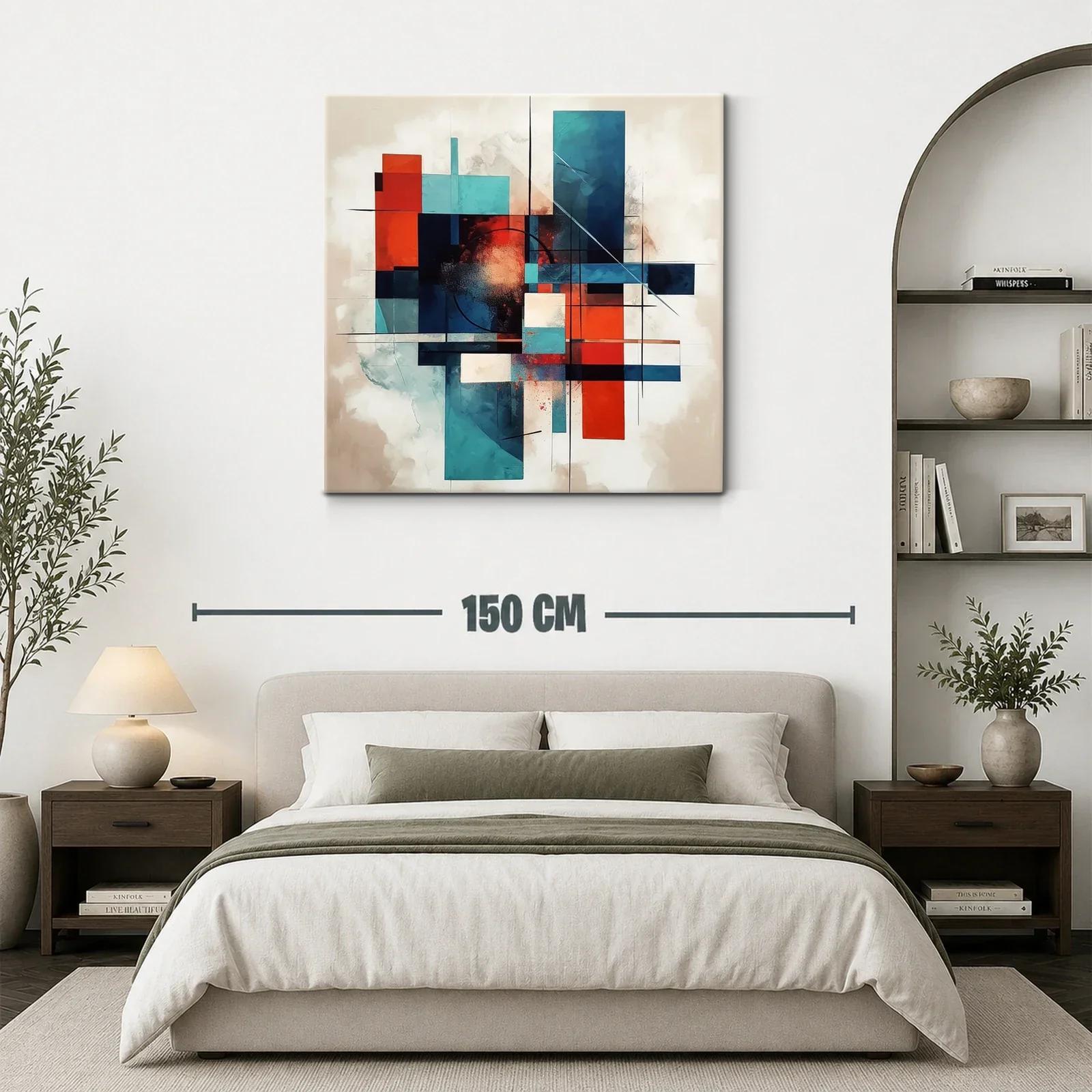 Composición abstracta en azul y rojo con formas geométricas — miniatura 3