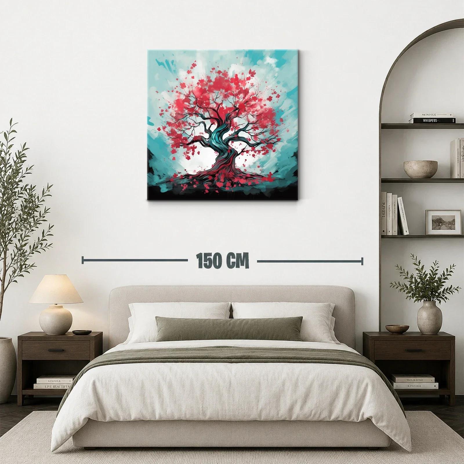 Árbol en flor con vibrantes tonos rojos y azules — miniatura 3