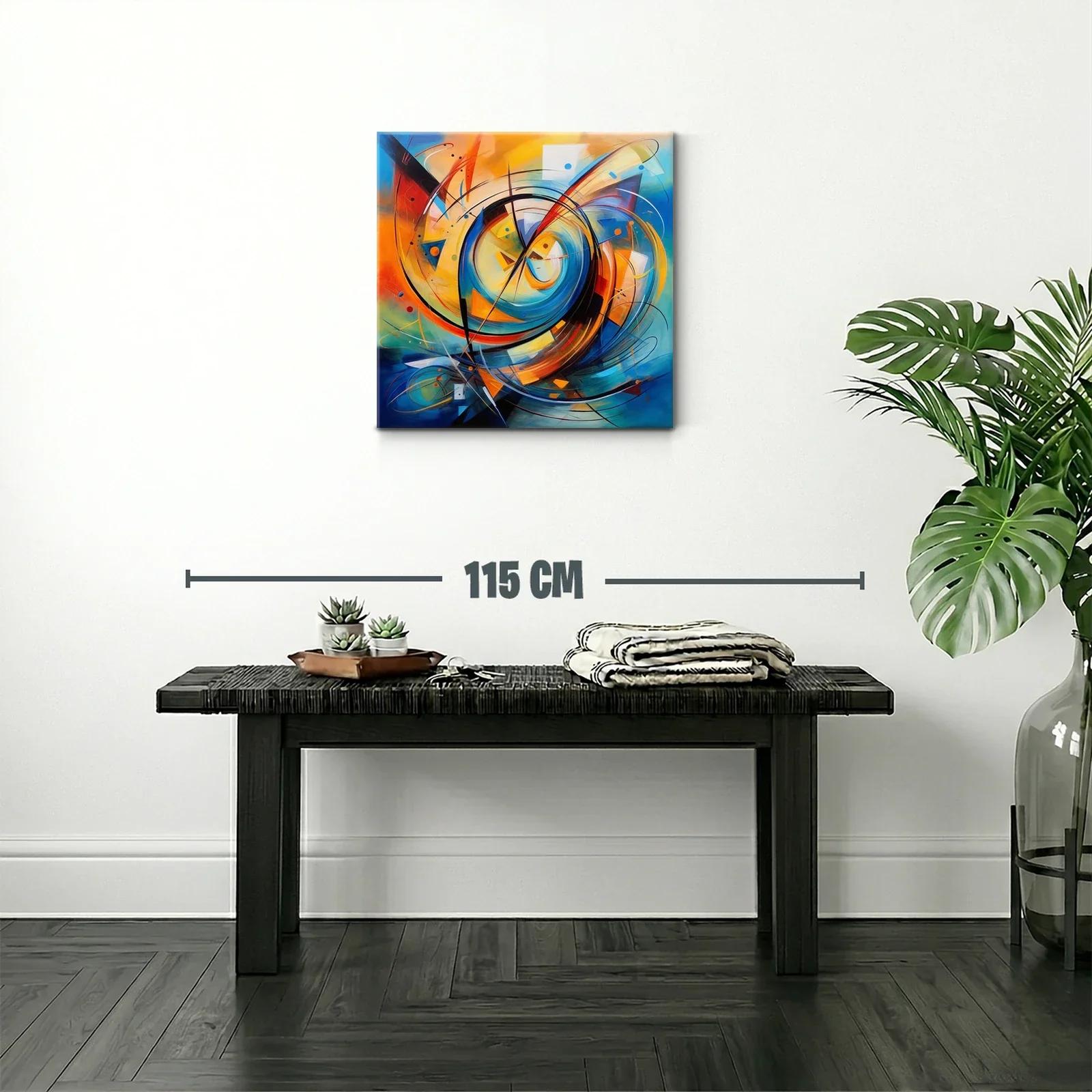 Cuadro abstracto en espirales con tonos cálidos y fríos — miniatura 2