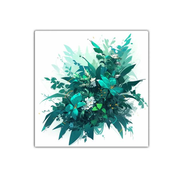 Naturaleza exuberante en tonos verdes y turquesas