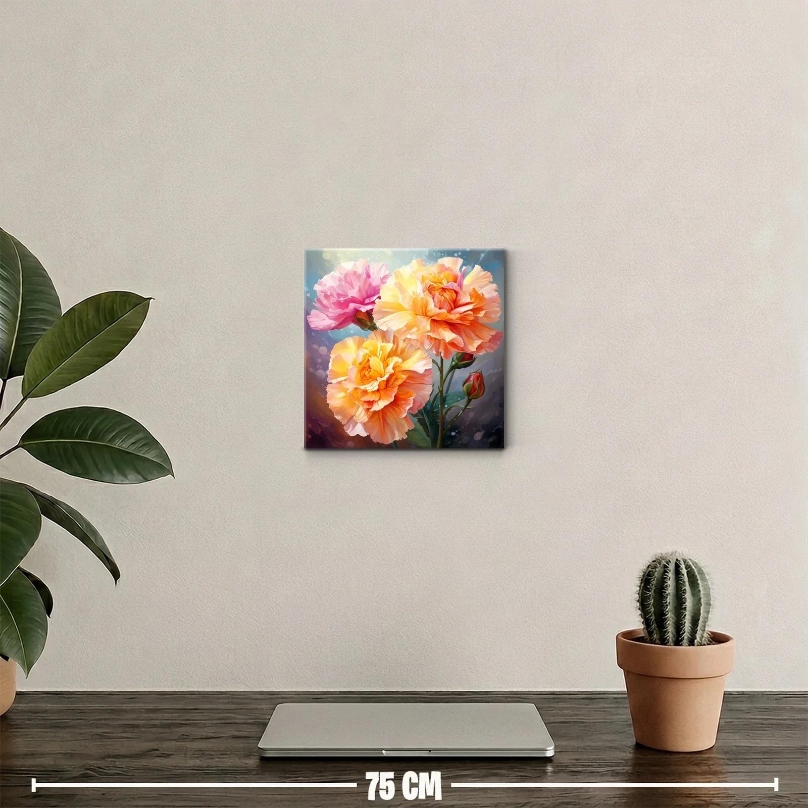 Cuadro floral vibrante con rosas en tonos cálidos y rosas — miniatura 2