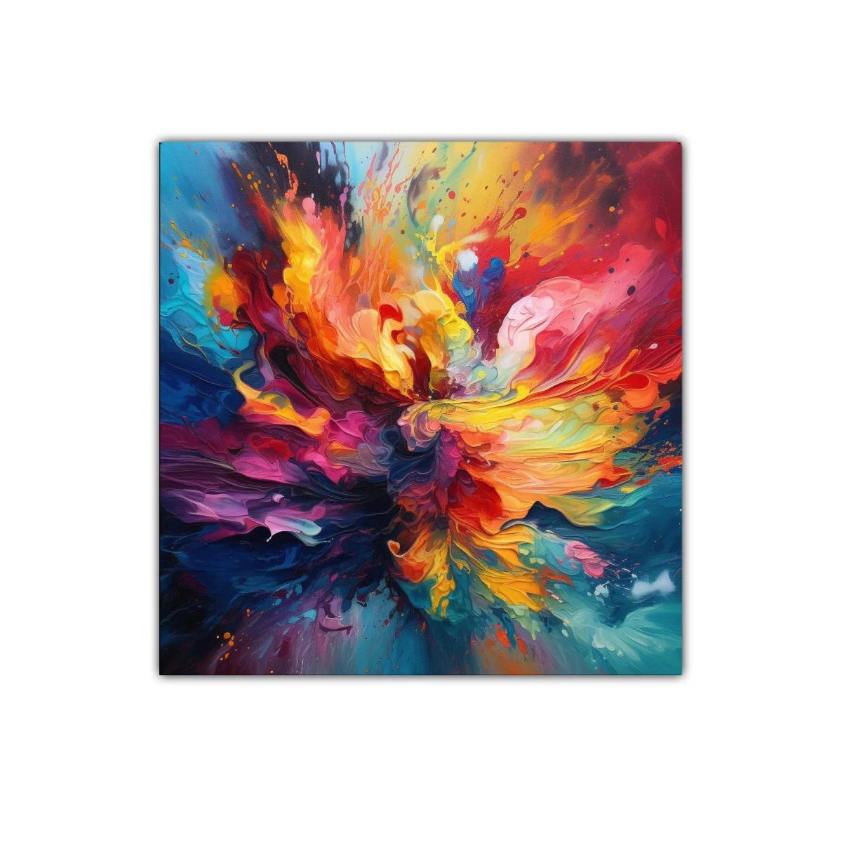 Cuadro vibrante con explosión de color y energía abstracta