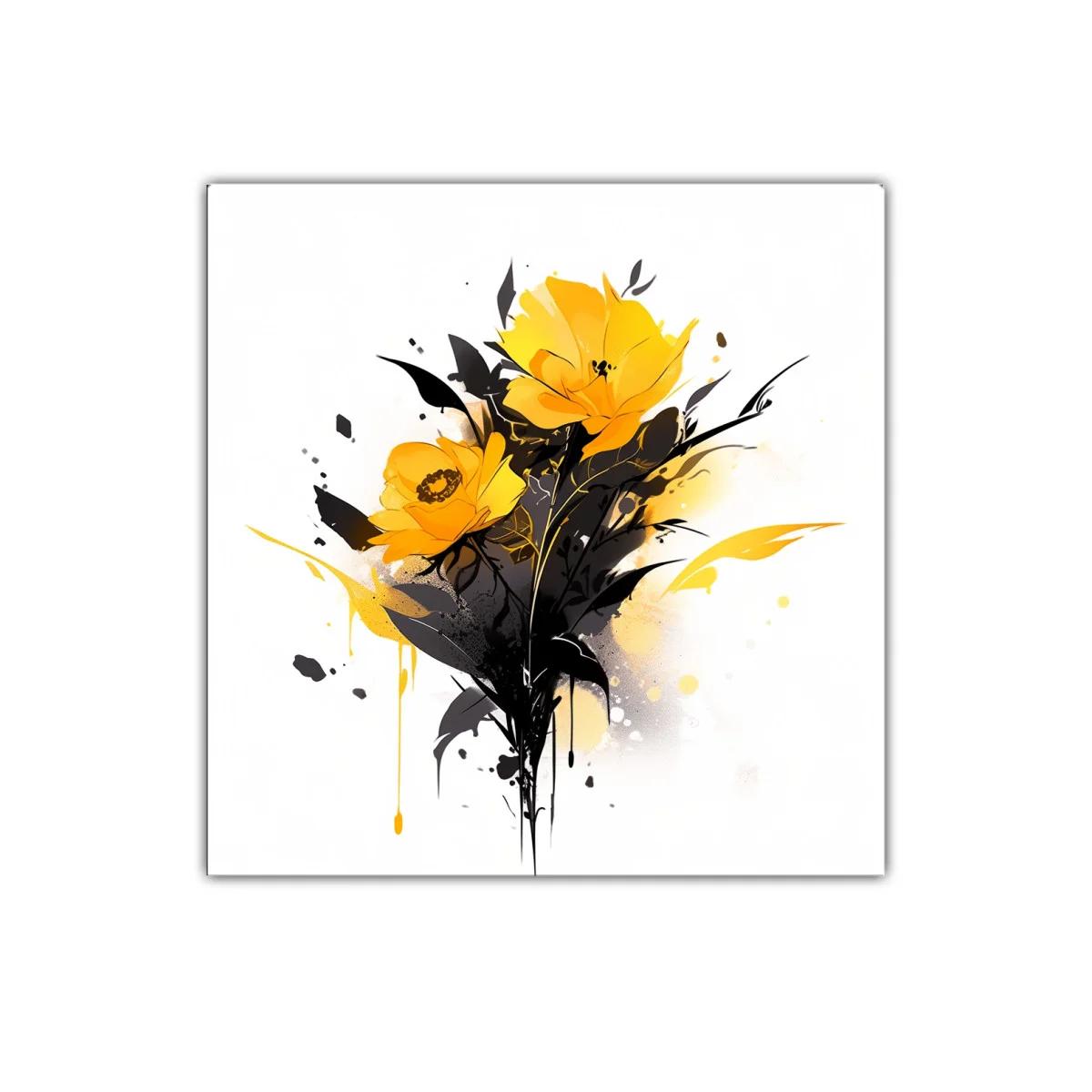 Flores amarillas con contrastes oscuros y estilo moderno — imagen principal