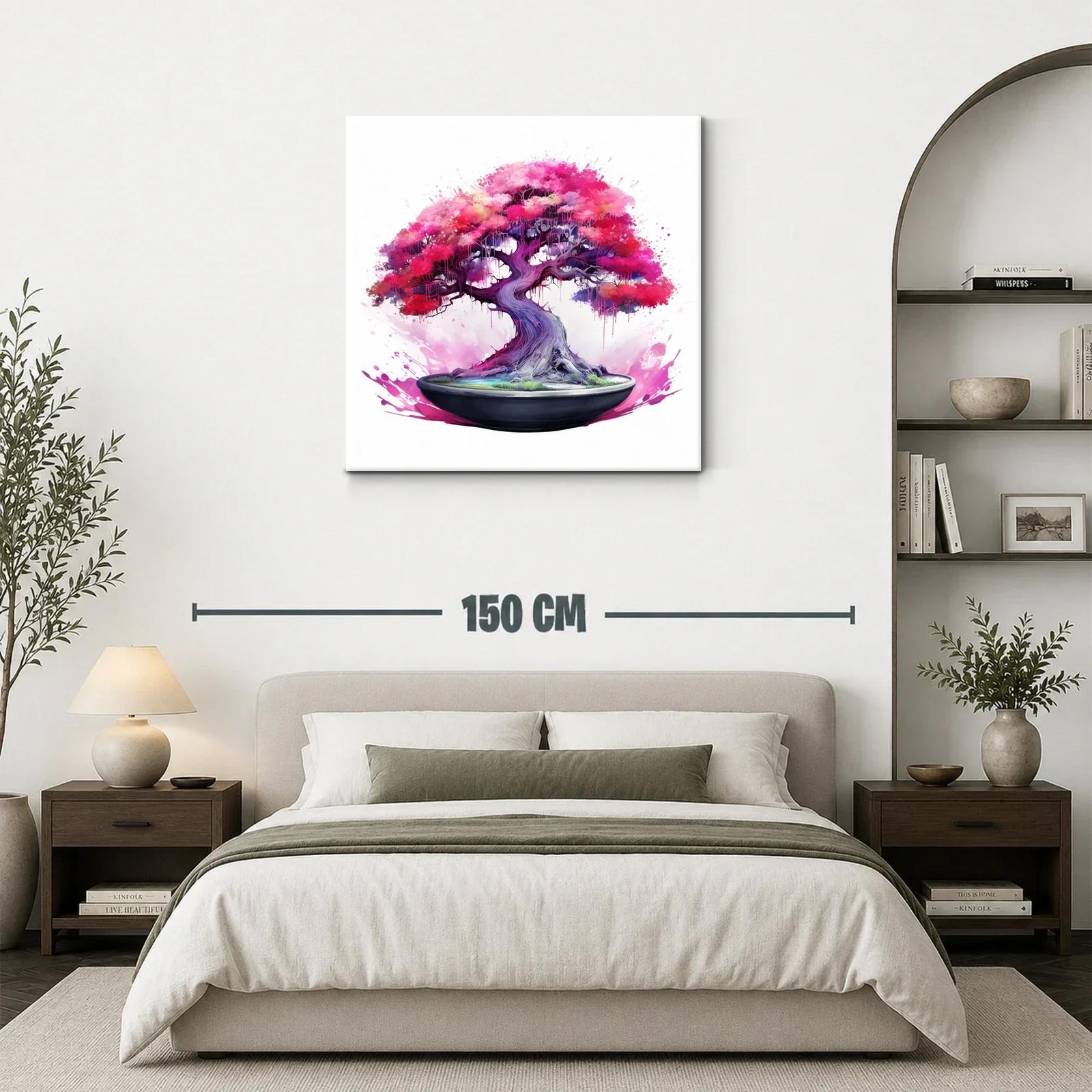 Arbol de bonsái fucsia y morado vibrante en maceta elegante — miniatura 3