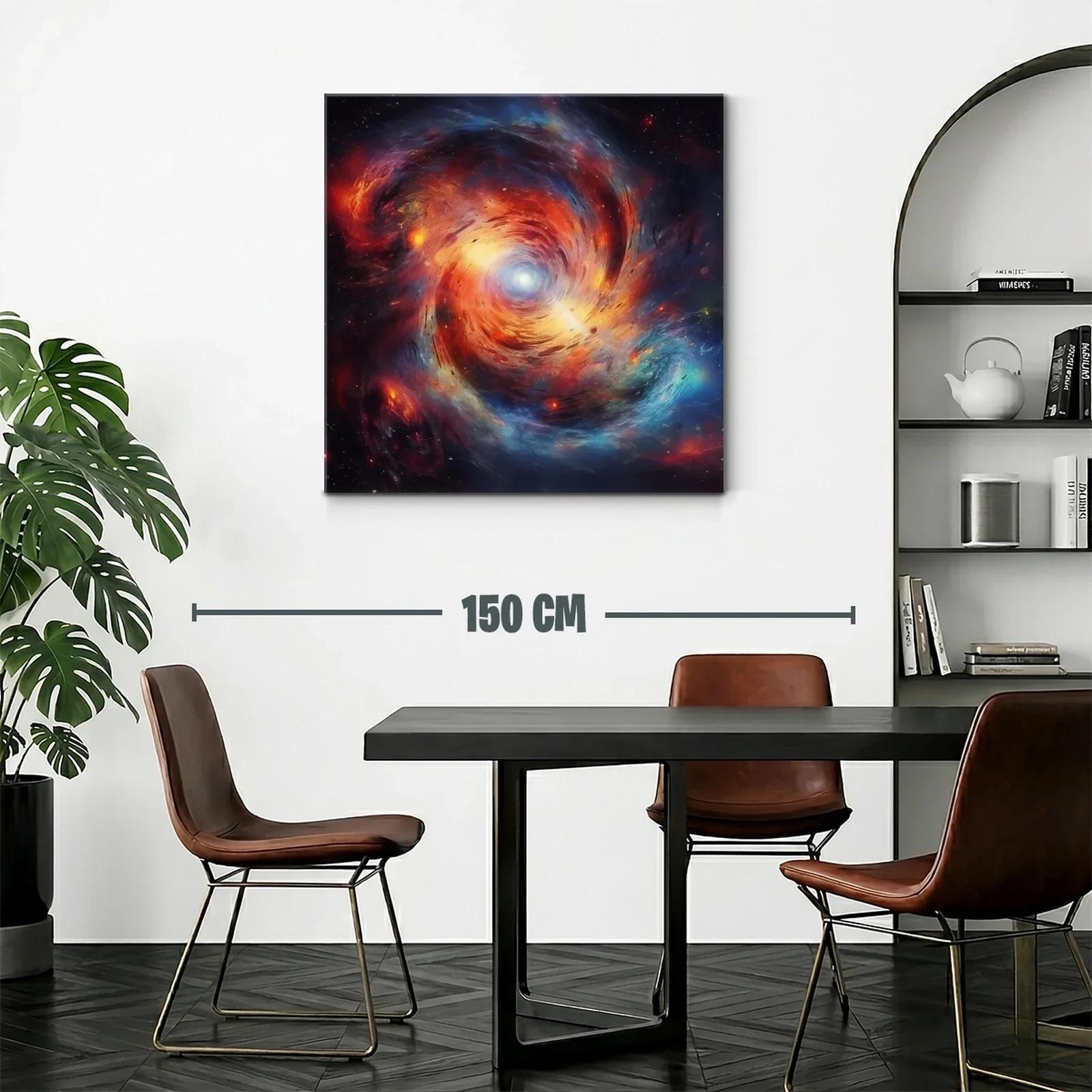 Cuadro abstracto de galaxia en vibrantes tonos cálidos y fríos — miniatura 2