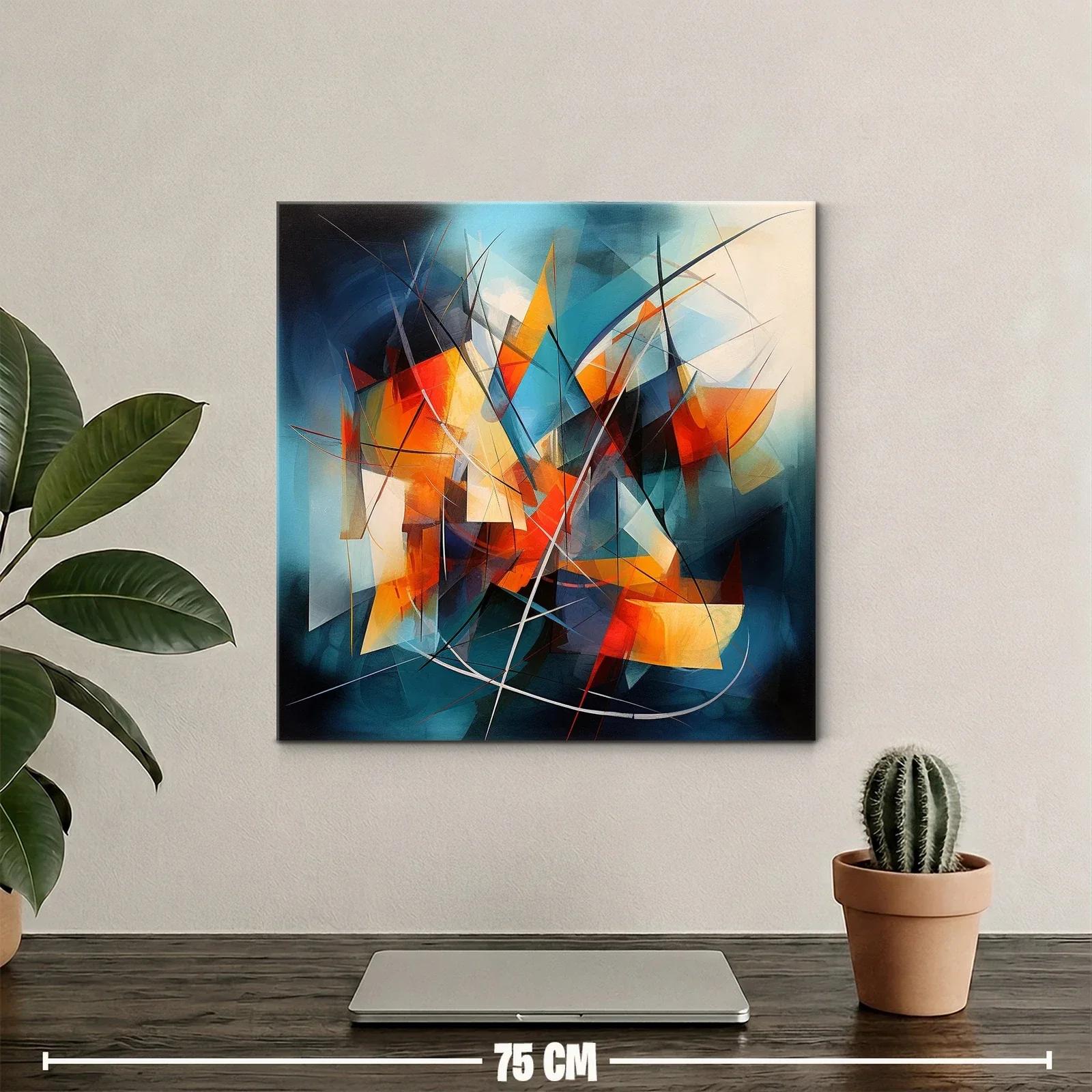 Cuadro abstracto con vibrantes contrastes de naranja y azul — miniatura 2