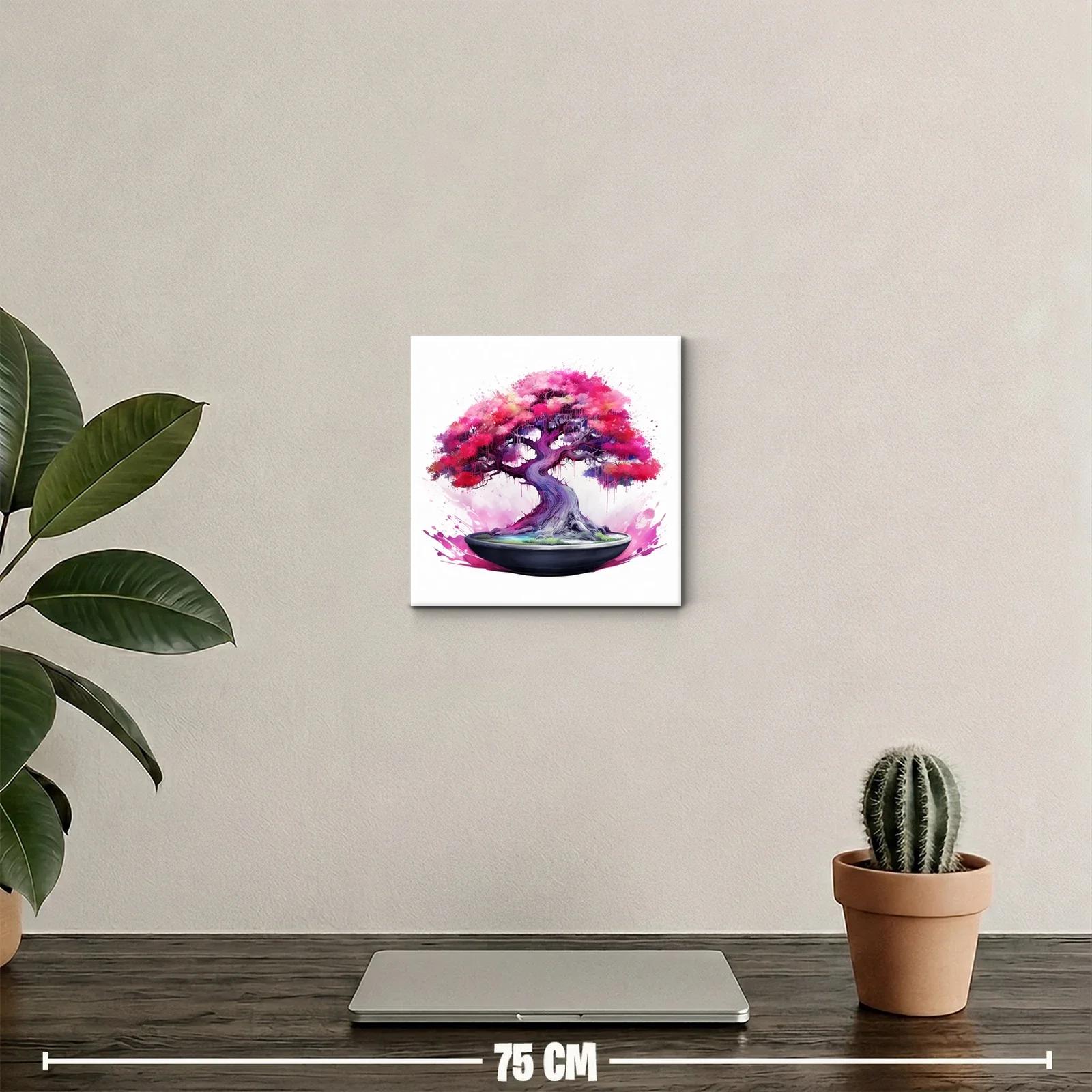 Arbol de bonsái fucsia y morado vibrante en maceta elegante — miniatura 2