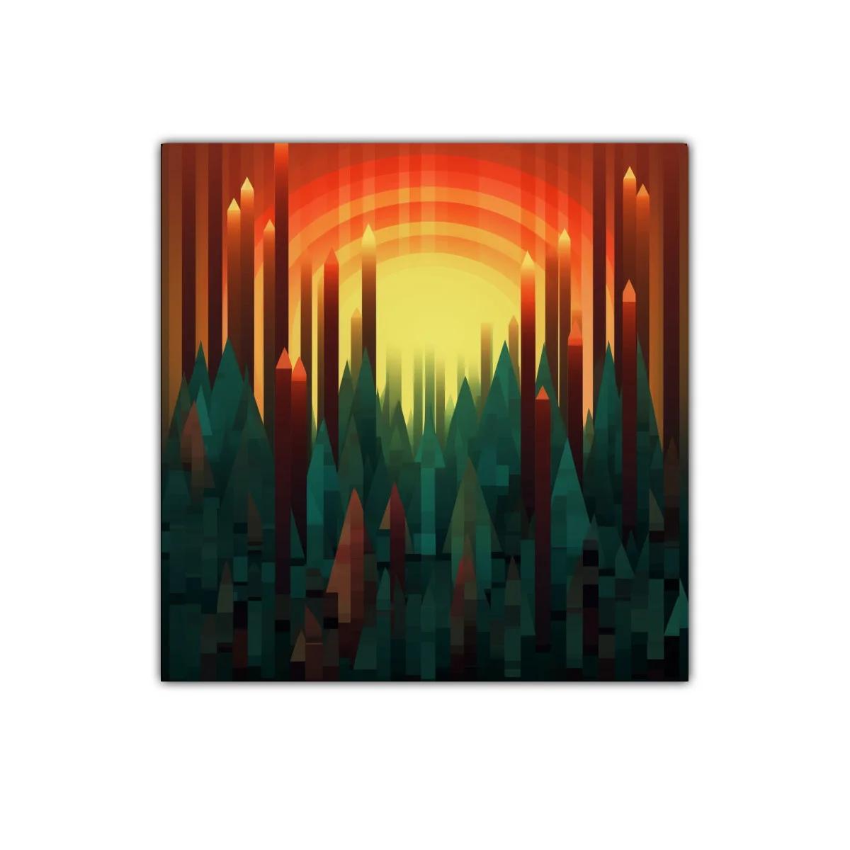 Atardecer abstracto entre picos geométricos vibrantes — miniatura 1