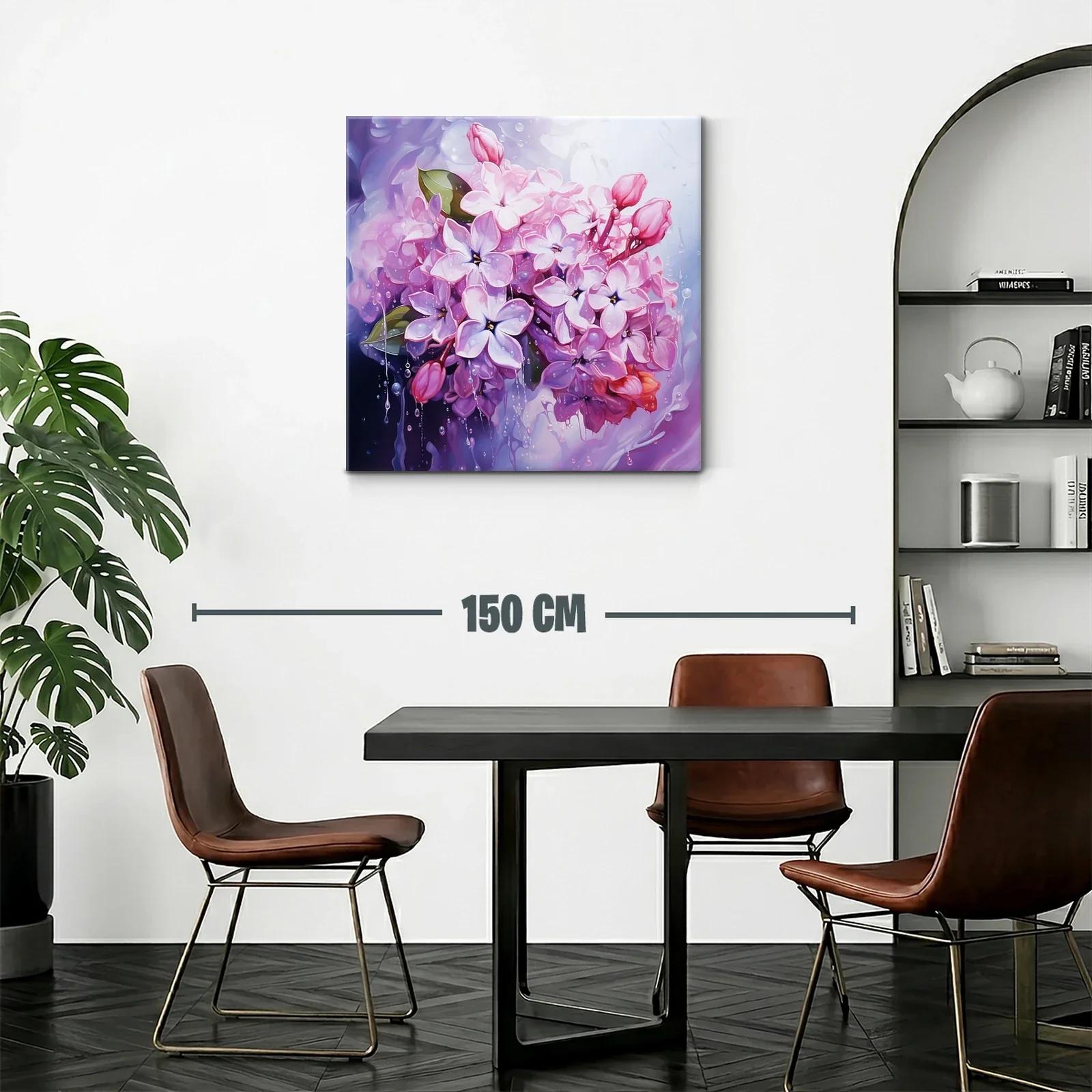 Ramo de flores lilas con gotas de agua brillante — miniatura 2