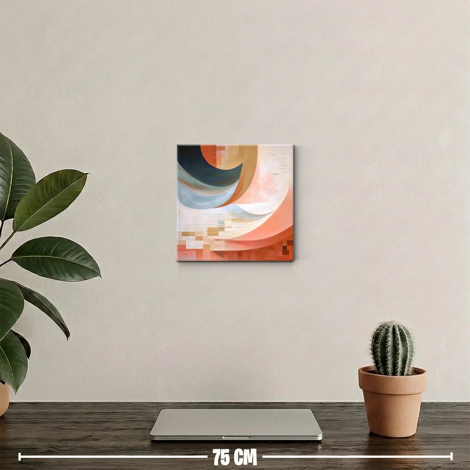 Composición abstracta con curvas y tonos cálidos y fríos — miniatura 2