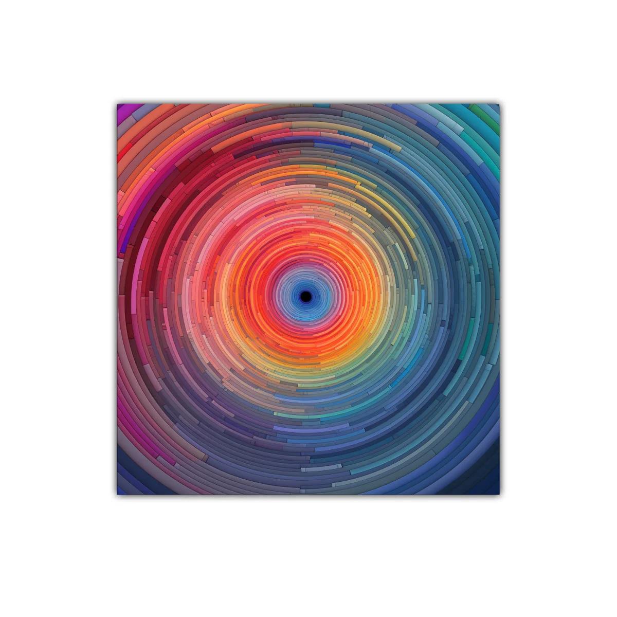 Composición circular vibrante con paleta multicolor intensa