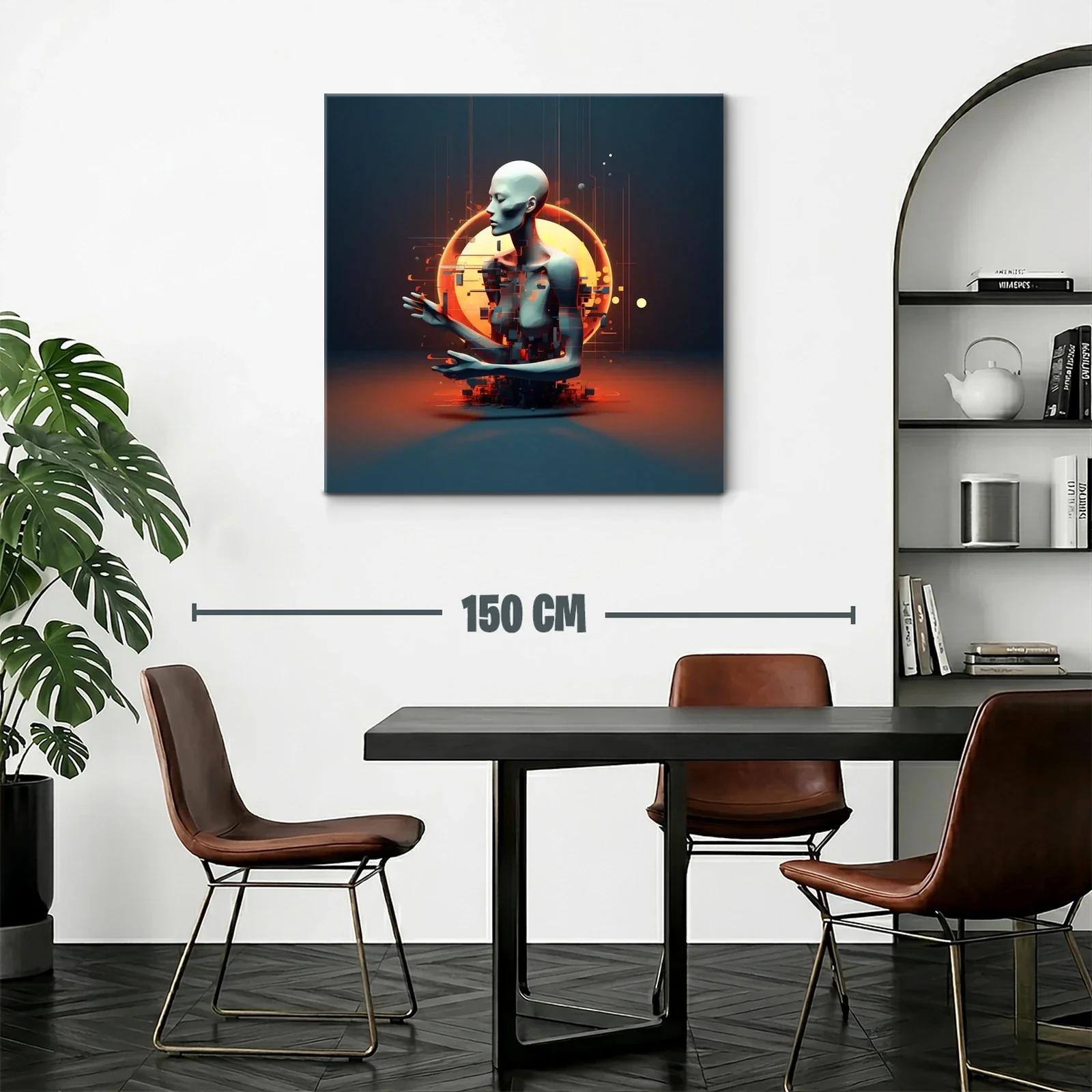 Escultura digital de figura humana futurista con halo luminoso — miniatura 2