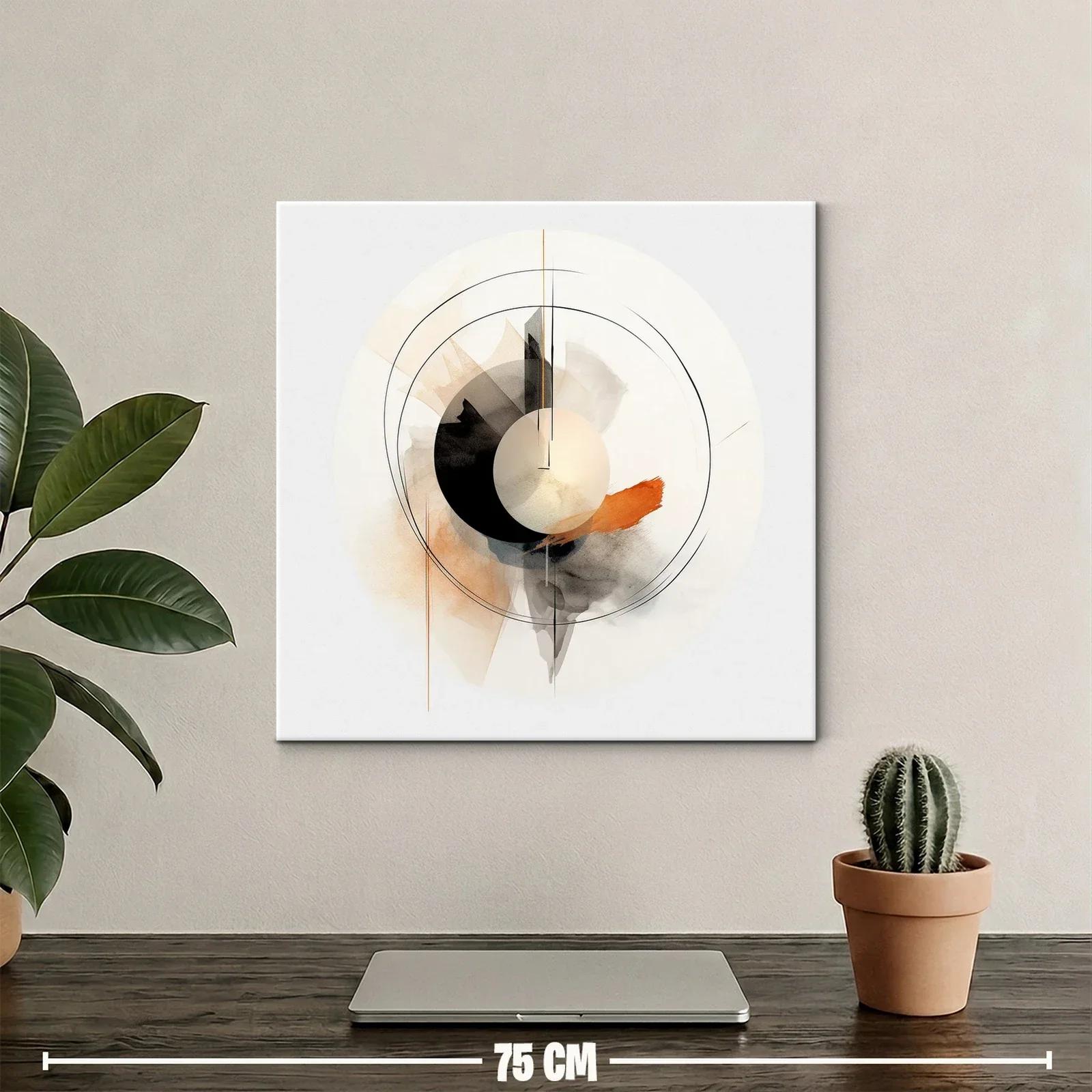 Composición Circular Abstracta en Tonos Neutros y Naranja — miniatura 2