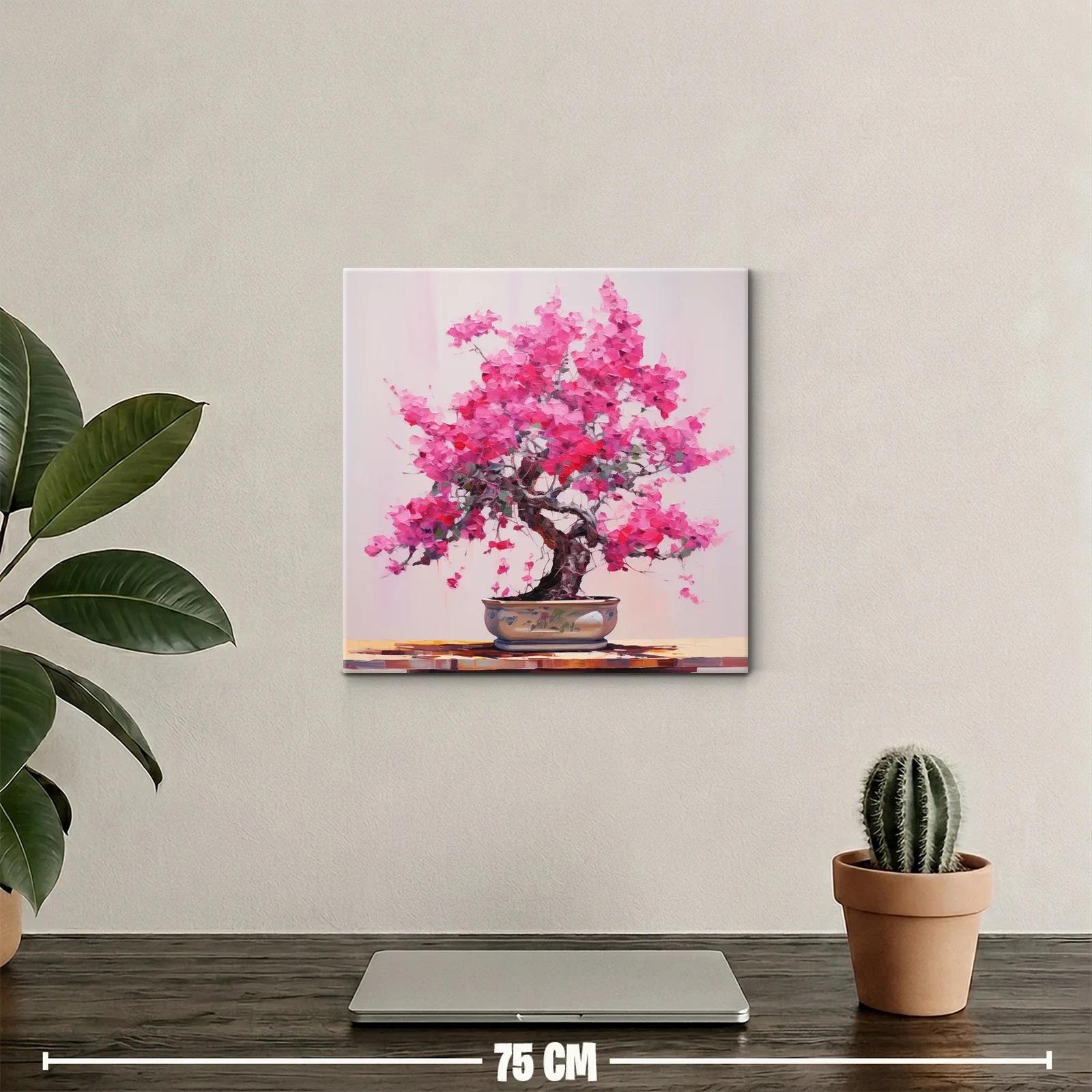 Cuadro con árbol de flores rosas en maceta elegante — miniatura 2