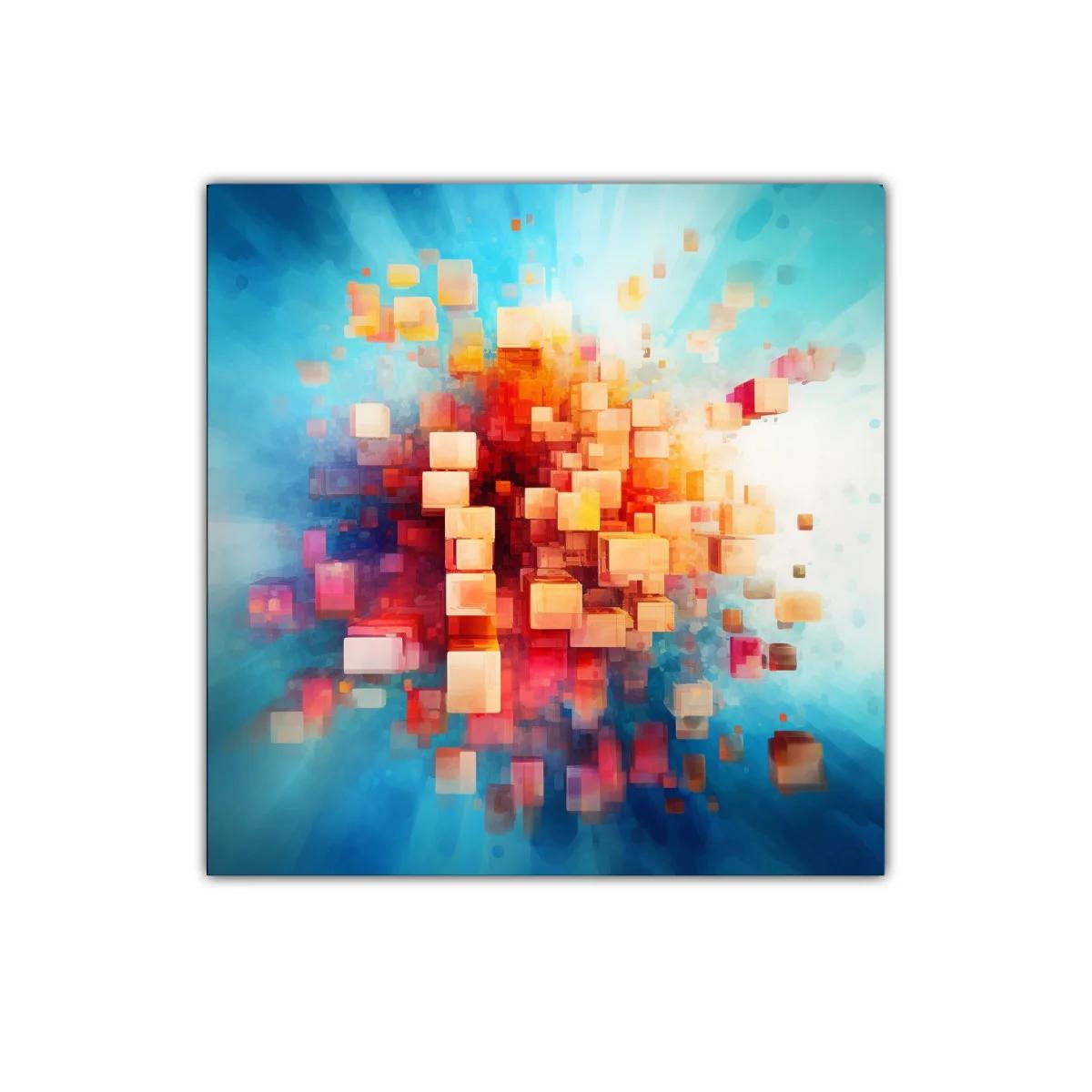 Explosión de Cubos en Vibrante Composición Abstracta