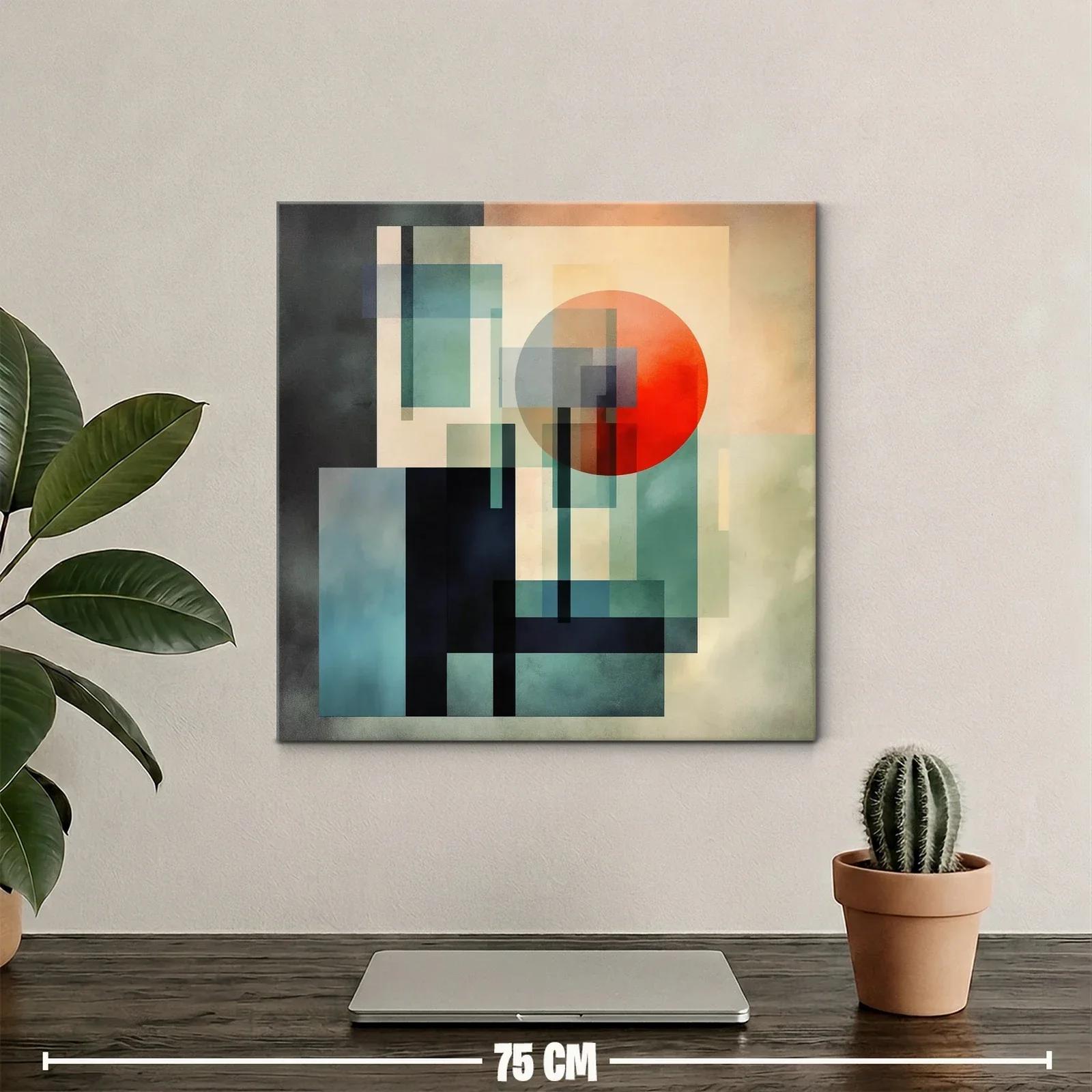 Composición geométrica con círculo rojo y planos translúcidos — miniatura 2